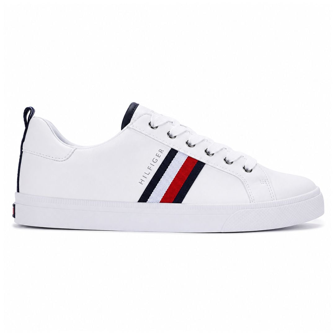 ZAPATILLAS TOMMY HILFIGER MUJER LANDON URBANAS BLANCAS LOGOTIPO LATERAL FRANJA SIGNATURE TH - 2