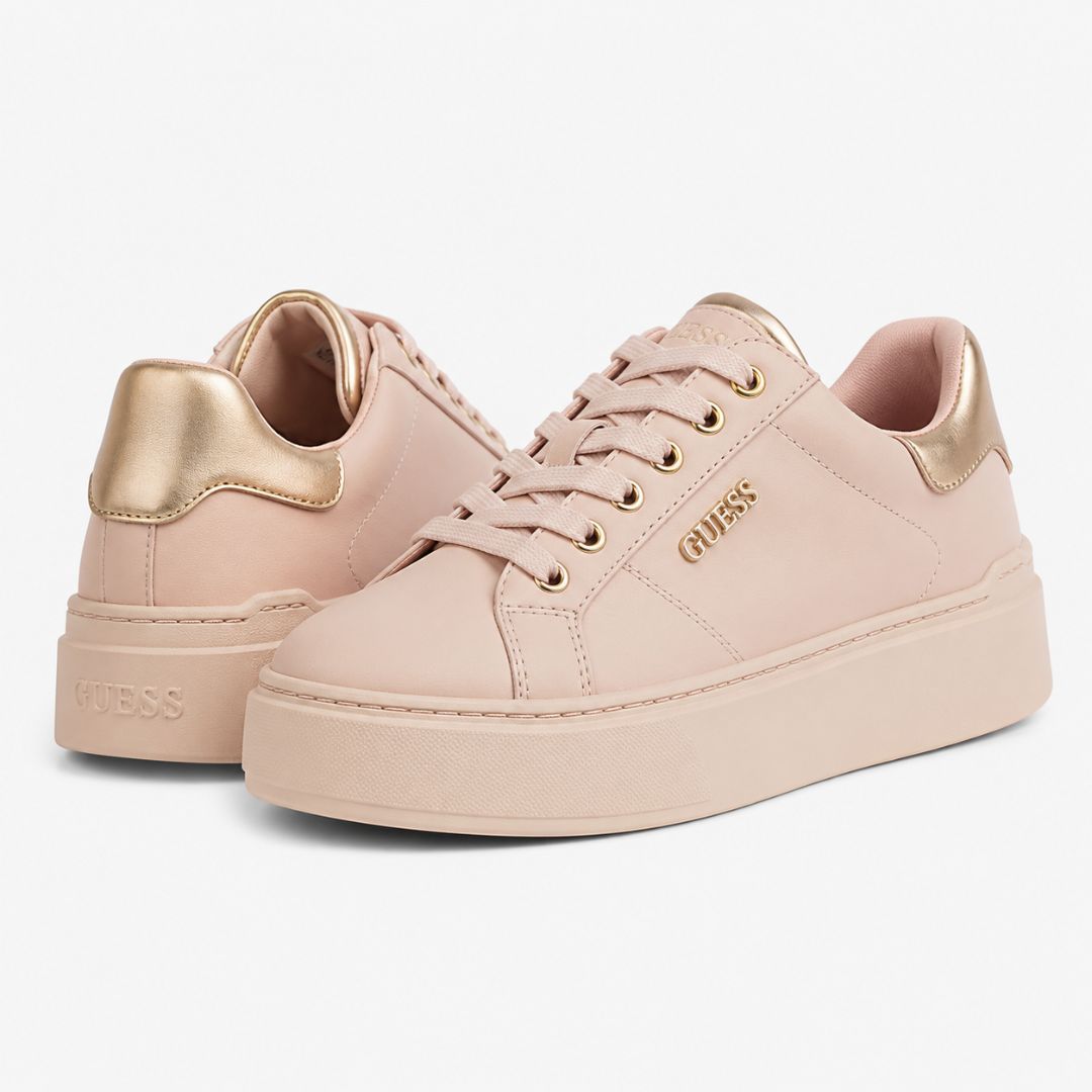 ZAPATILLAS GUESS MUJER HELDON PALO ROSA LOGOTIPO METÁLICO PLATAFORMA - 1