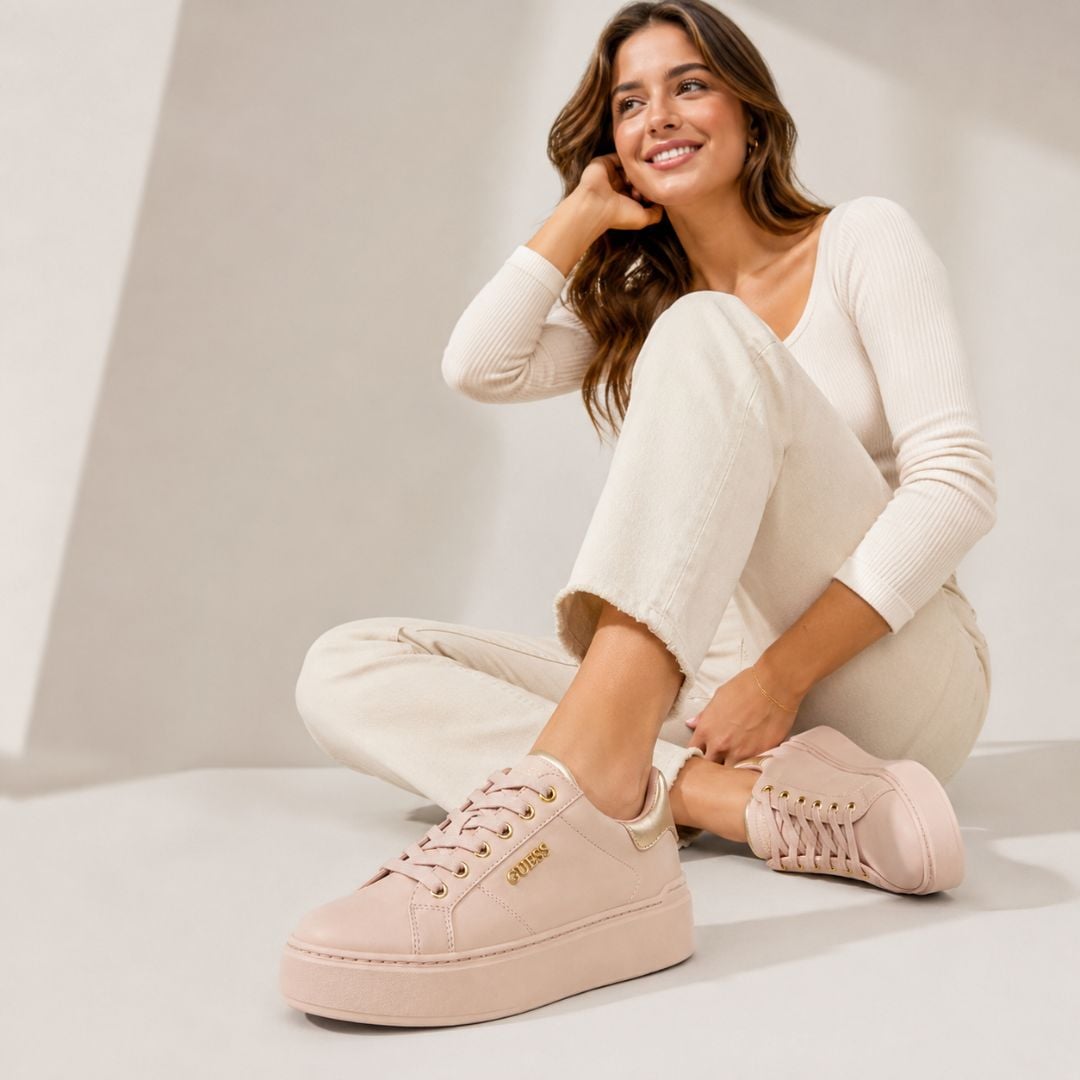ZAPATILLAS GUESS MUJER HELDON PALO ROSA LOGOTIPO METÁLICO PLATAFORMA - 3
