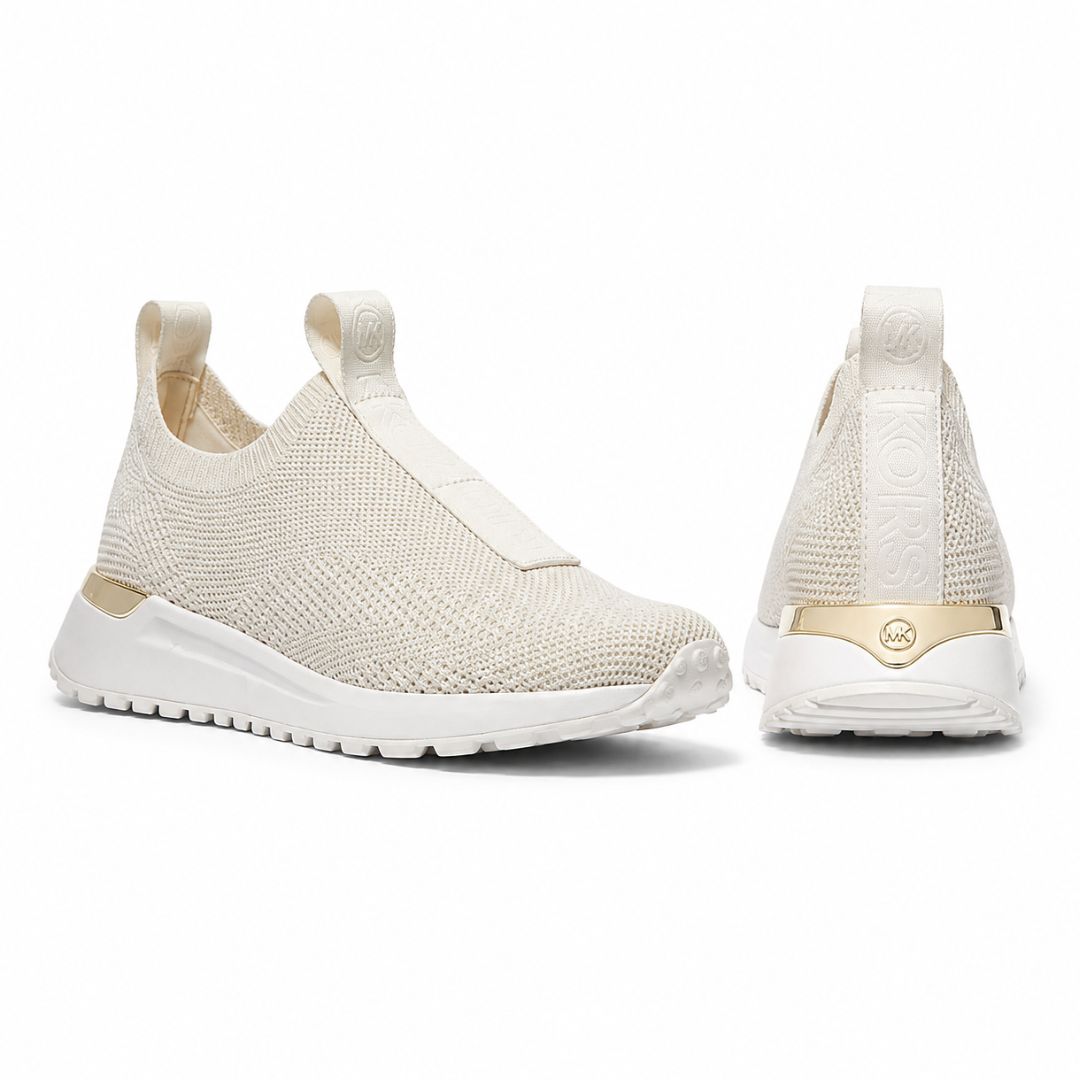 ZAPATILLAS MICHAEL KORS MUJER BODIE KNIT SLIP-ON TEJIDO ELÁSTICO BEIGE - 4