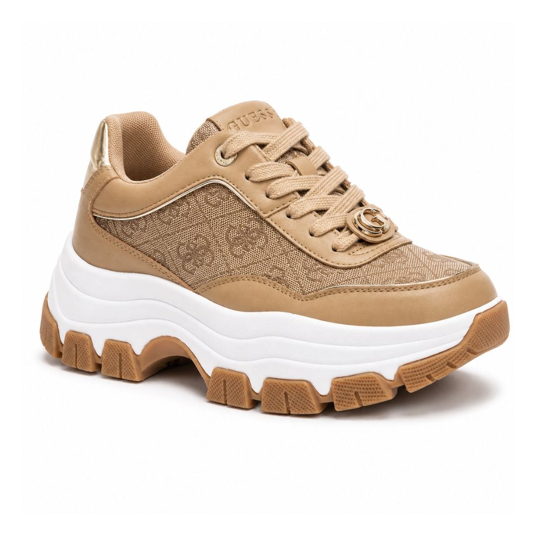 ZAPATILLAS GUESS MUJER BERRETT PLATAFORMA CHUNKY LOGO MONOGRAMA METÁLICO BEIGE - 2