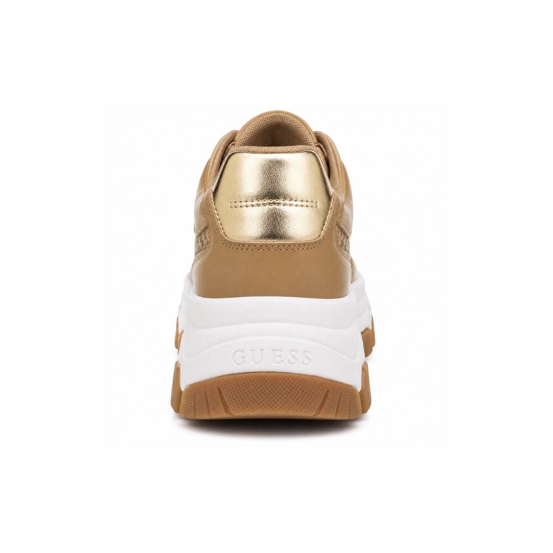 ZAPATILLAS GUESS MUJER BERRETT PLATAFORMA CHUNKY LOGO MONOGRAMA METÁLICO BEIGE - 3