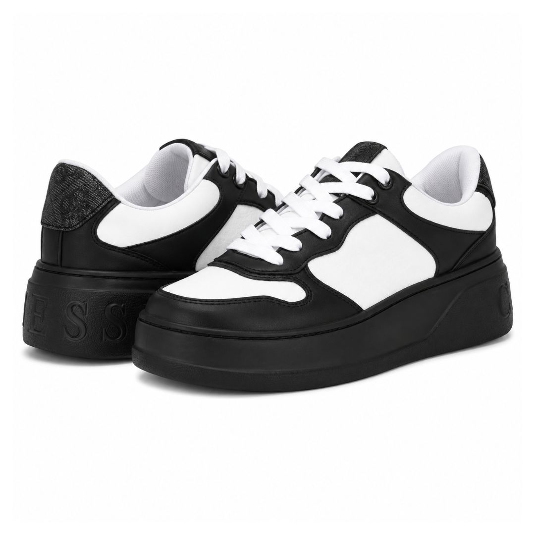 ZAPATILLAS GUESS MUJER CLEVA PLATAFORMA LOGOTIPO EN RELIEVE BLANCO NEGRO - 1