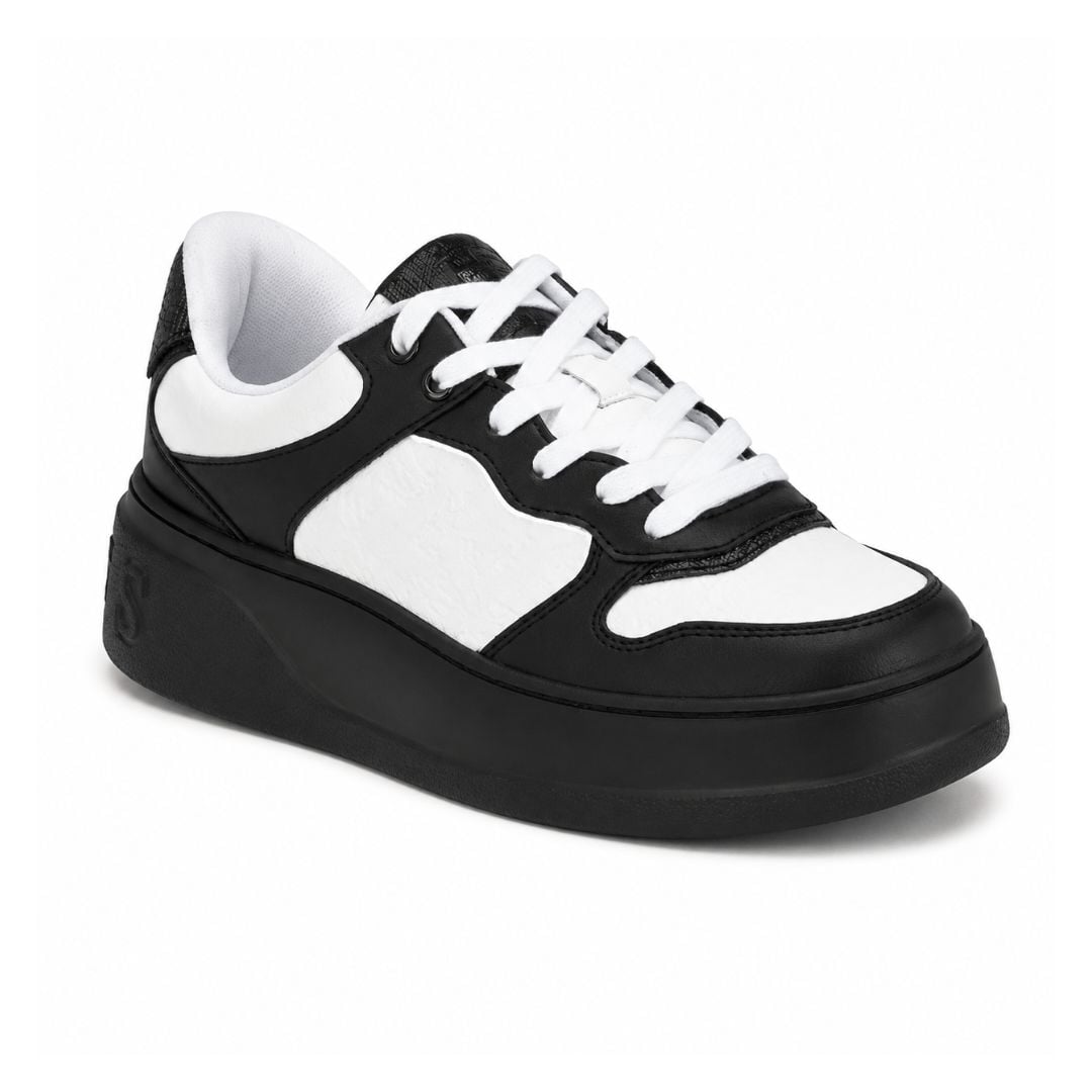 ZAPATILLAS GUESS MUJER CLEVA PLATAFORMA LOGOTIPO EN RELIEVE BLANCO NEGRO - 2