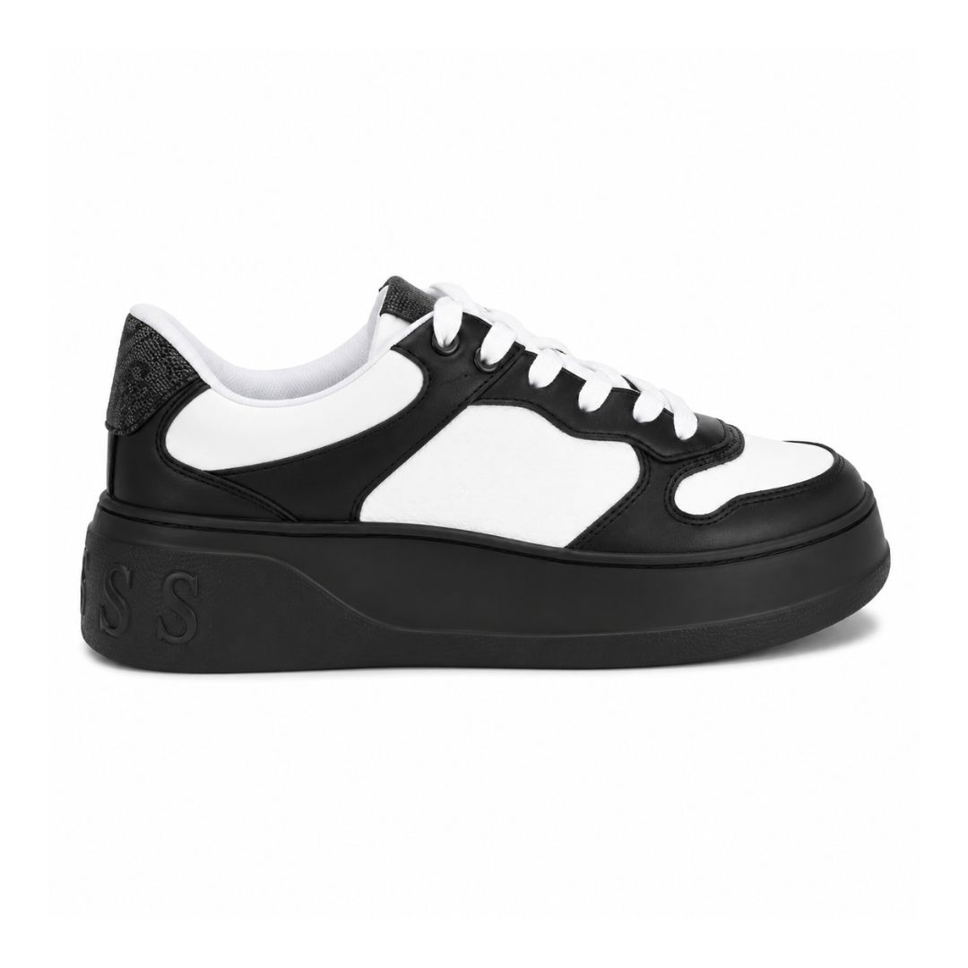 ZAPATILLAS GUESS MUJER CLEVA PLATAFORMA LOGOTIPO EN RELIEVE BLANCO NEGRO - 3