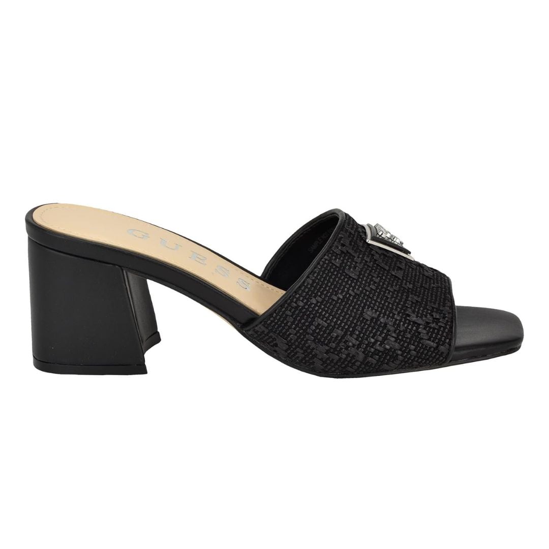 SANDALIAS GUESS MUJER GABLES TACÓN MONOGRAMA QUATTRO G LOGOTIPO TRIANGULAR NEGRO - 3