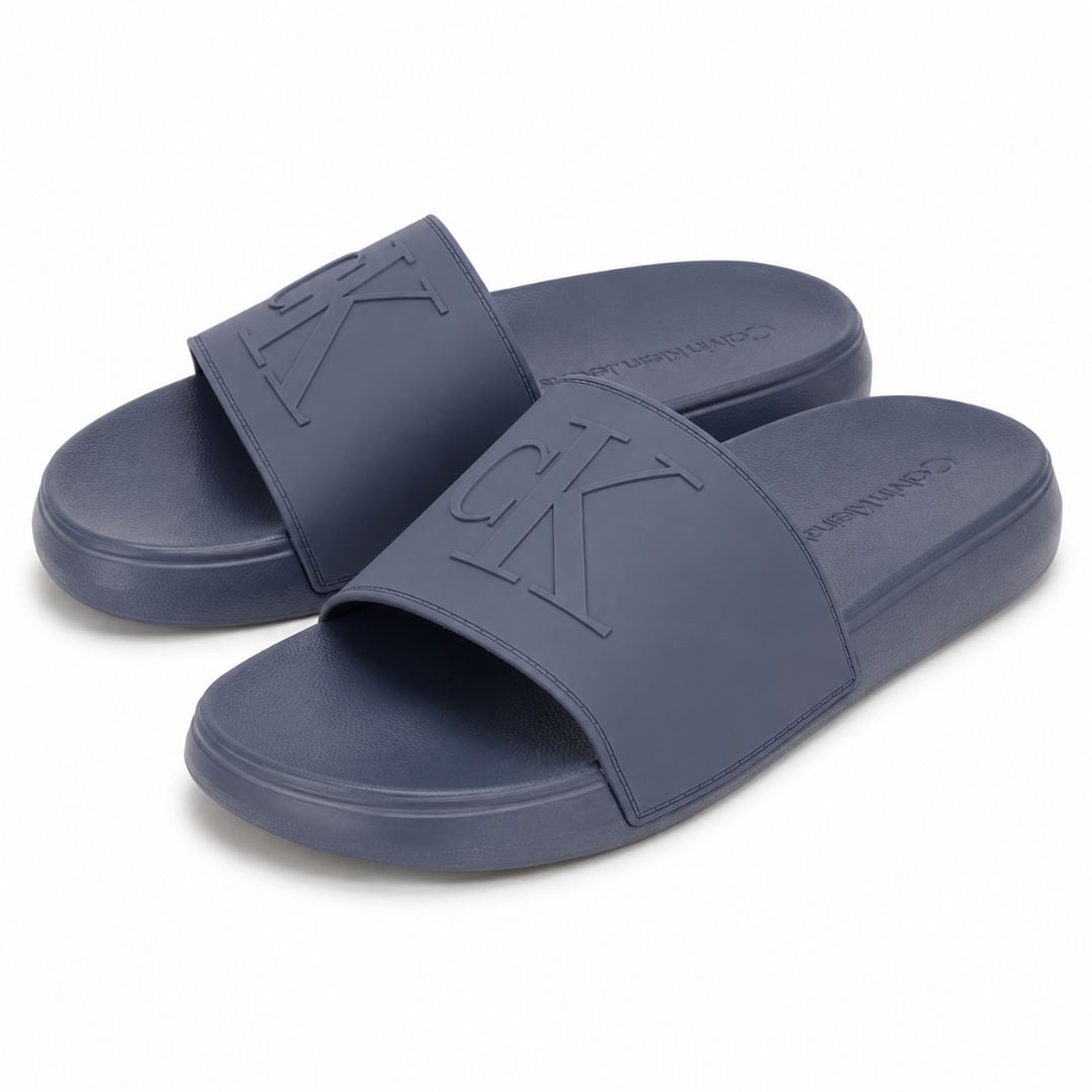 SANDALIAS CALVIN KLEIN HOMBRE WISTON SLIDE LOGOTIPO CK EN RELIEVE AZUL - 1