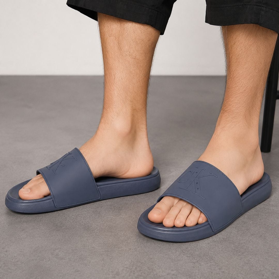 SANDALIAS CALVIN KLEIN HOMBRE WISTON SLIDE LOGOTIPO CK EN RELIEVE AZUL - 5