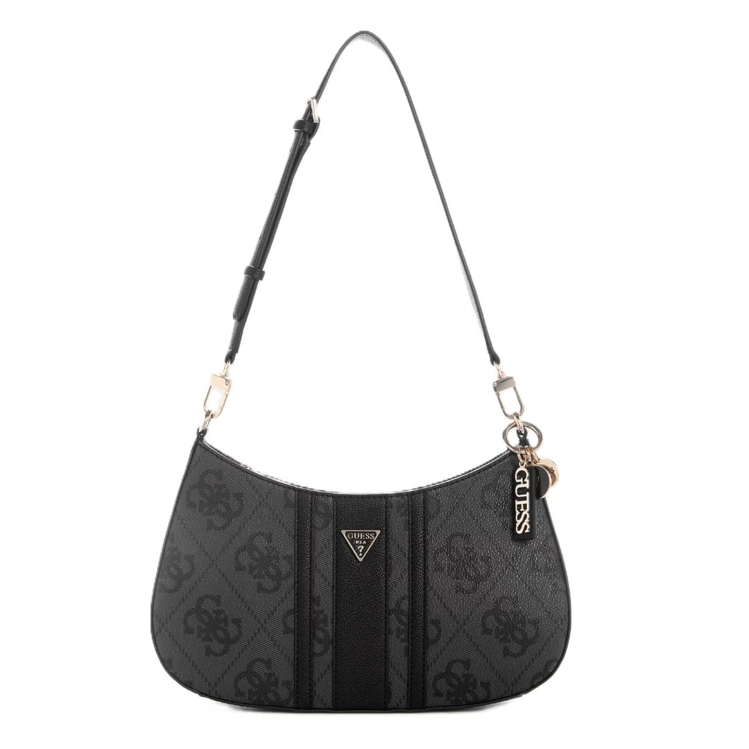 CARTERA GUESS MUJER NOELLE SHOULDER BAG NEGRO MONOGRAMA QUATTRO G ASA AJUSTABLE - 1