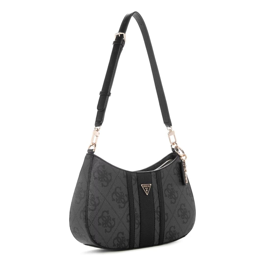 CARTERA GUESS MUJER NOELLE SHOULDER BAG NEGRO MONOGRAMA QUATTRO G ASA AJUSTABLE - 2