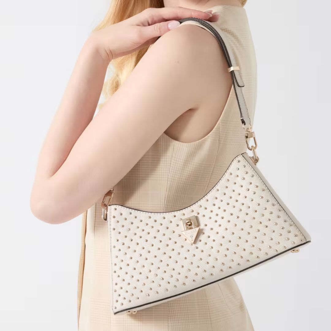 CARTERA GUESS MUJER ARNELA BLANCO TACHAS SHOULDER BAG ASA AJUSTABLE - 5