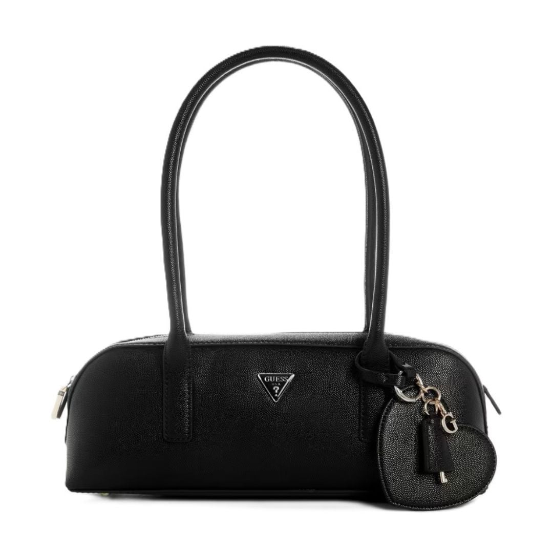 CARTERA GUESS MUJER ISOBEL LOGO SHOULDER BAG NEGRO CHARM CORAZÓN TOP ZIP BAGUETTE - 1