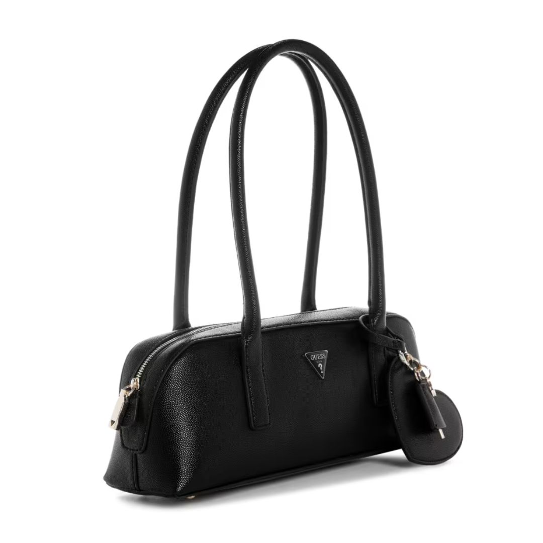 CARTERA GUESS MUJER ISOBEL LOGO SHOULDER BAG NEGRO CHARM CORAZÓN TOP ZIP BAGUETTE - 2
