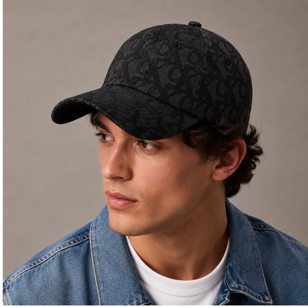 GORRA CALVIN KLEIN ALLOVER BASEBALL NEGRO MONOGRAMA EN RELIEVE VISERA CURVA - 3