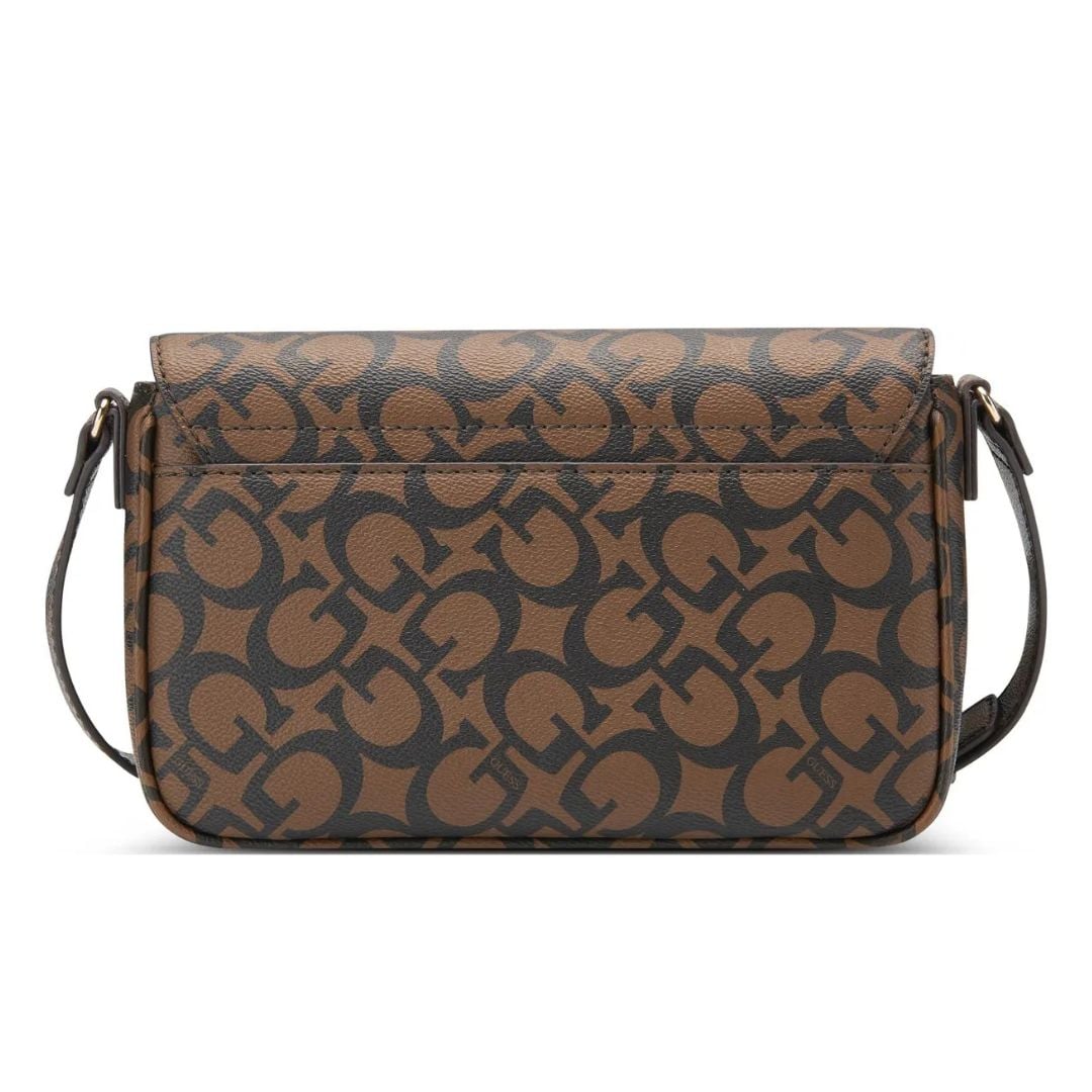 CARTERA GUESS MUJER REINEE FOLD-OVER CROSSBODY MARRÓN LOGO MONOGRAMA CORREA AJUSTABLE - 3