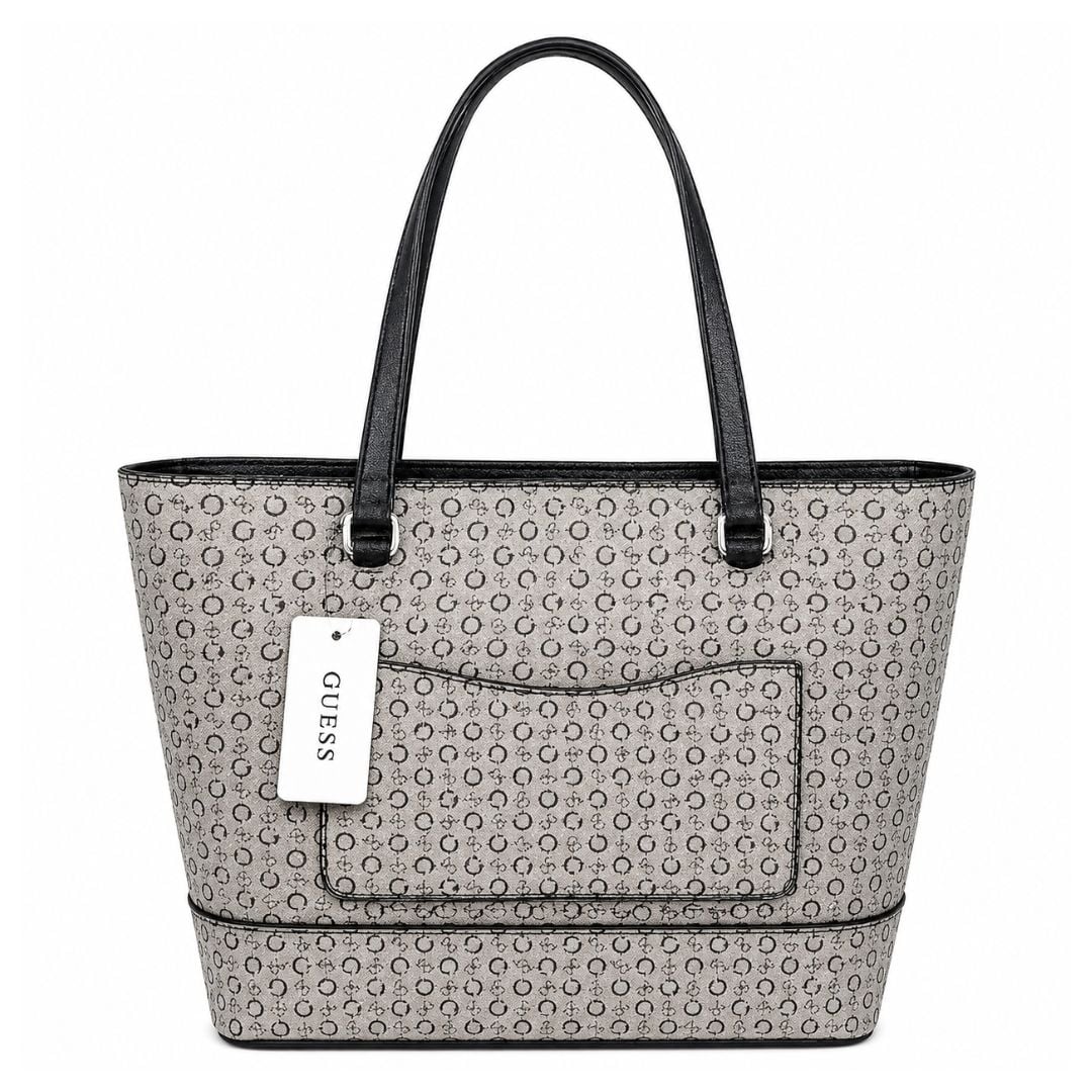 CARTERA GUESS MUJER RODNEY LOGO TOTE BAG NEGRO MONOGRAMA CHARM METÁLICO - 2