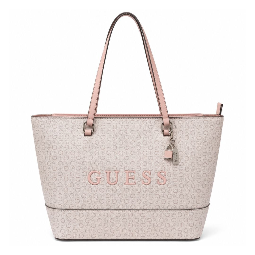 CARTERA GUESS MUJER RODNEY LOGO TOTE BAG ROSA MONOGRAMA CHARM METÁLICO - 1