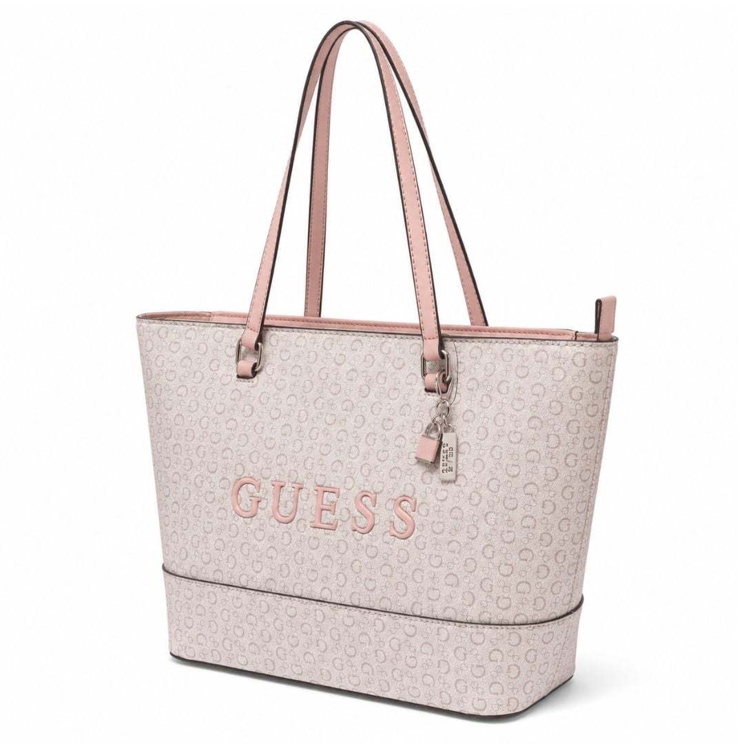 CARTERA GUESS MUJER RODNEY LOGO TOTE BAG ROSA MONOGRAMA CHARM METÁLICO - 2