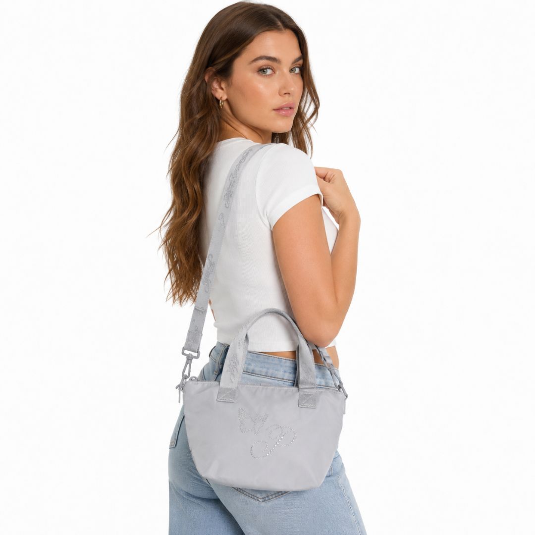 CARTERA VICTORIA'S SECRET PINK MUJER MINI CROSSBODY NYLON TOTE BAG GRIS - 5