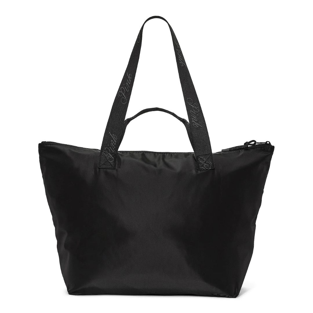 TOTE VICTORIA'S SECRET PINK MUJER NYLON TOTE BAG NEGRO BOLSO VIAJE - 1