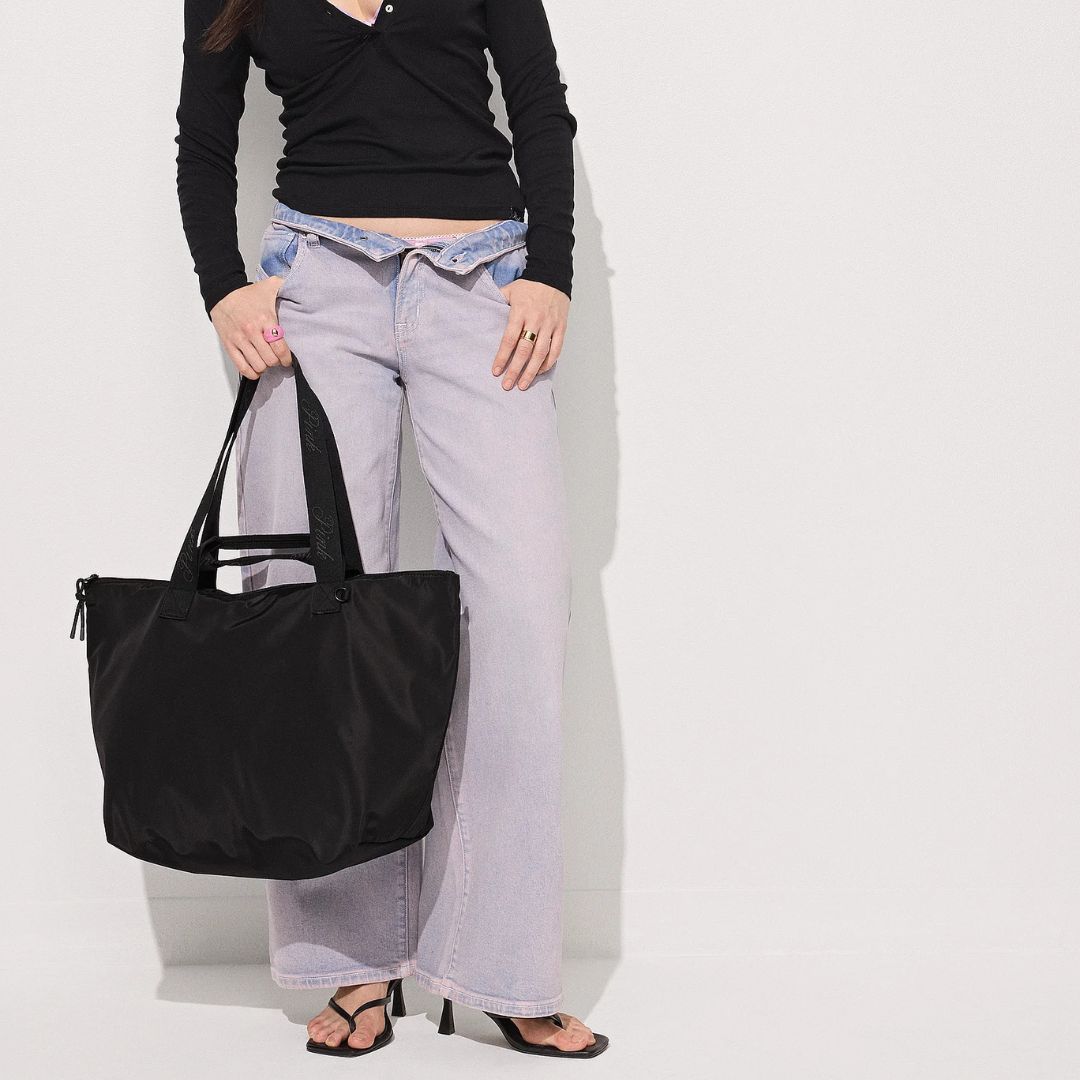 TOTE VICTORIA'S SECRET PINK MUJER NYLON TOTE BAG NEGRO BOLSO VIAJE - 2