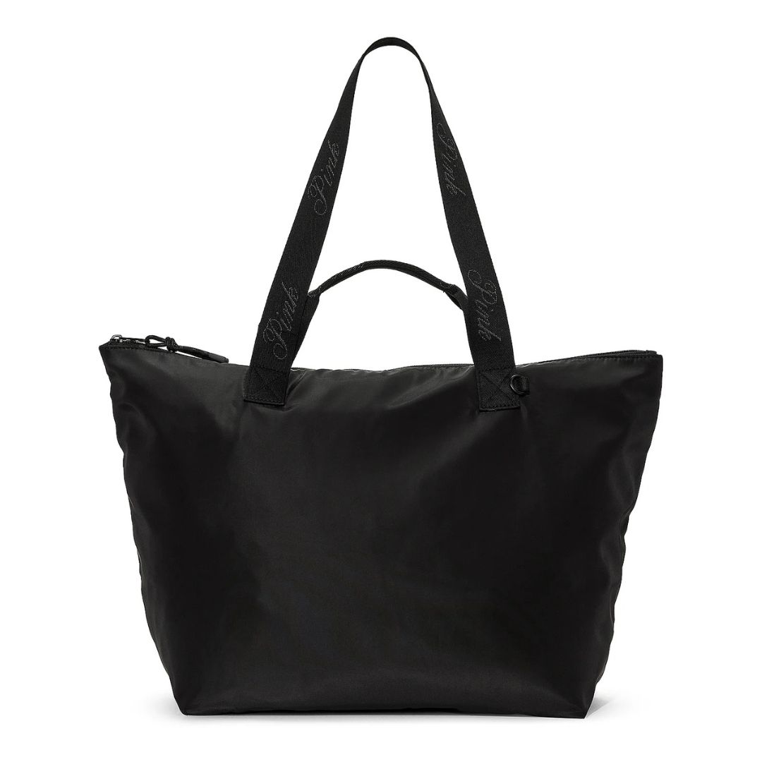 TOTE VICTORIA'S SECRET PINK MUJER NYLON TOTE BAG NEGRO BOLSO VIAJE - 4