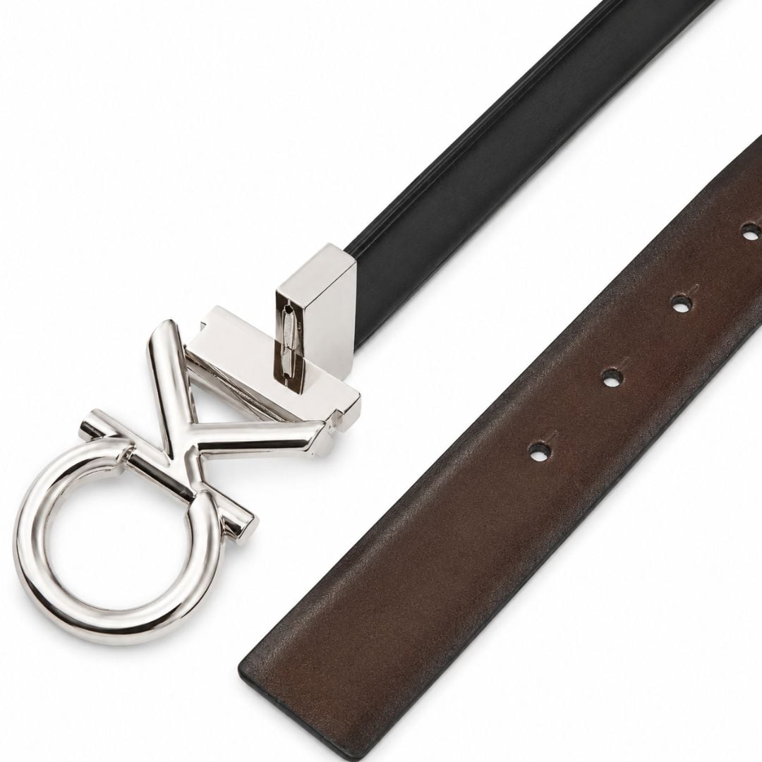 CORREA CALVIN KLEIN HOMBRE LOGO PLAQUE REVERSIBLE CUERO NEGRO MARRON - 3