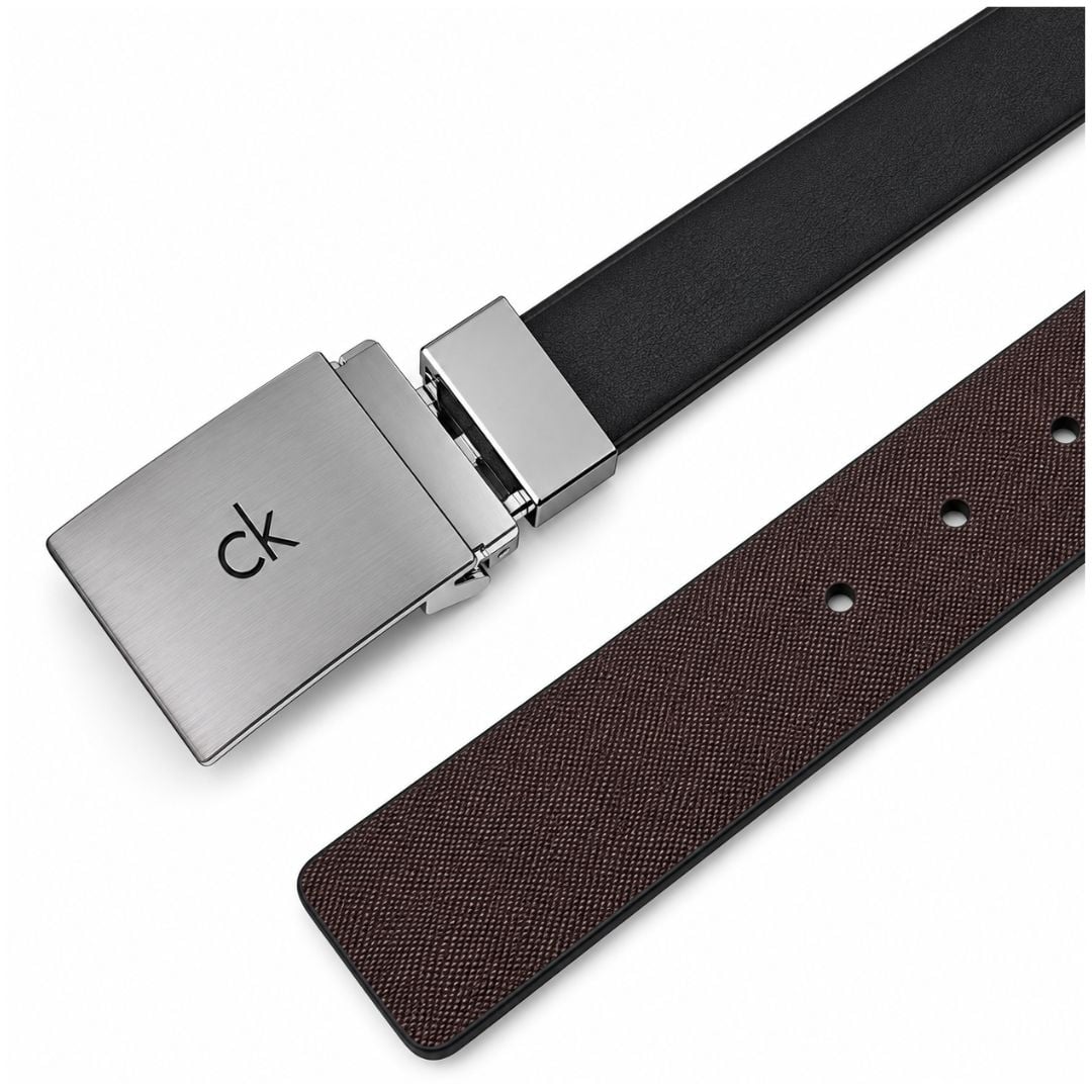 CORREA CALVIN KLEIN REVERSIBLE SQUARE LOGO PLAQUE CUERO NEGRO - 3