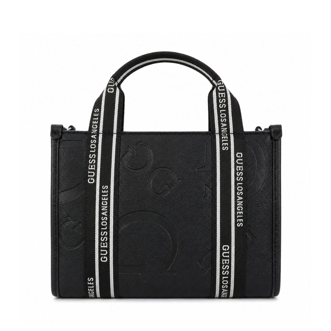 CARTERA GUESS MUJER JACKIE MINI TOTE NEGRO LOGO MONOGRAMA STRAP AJUSTABLE - 2