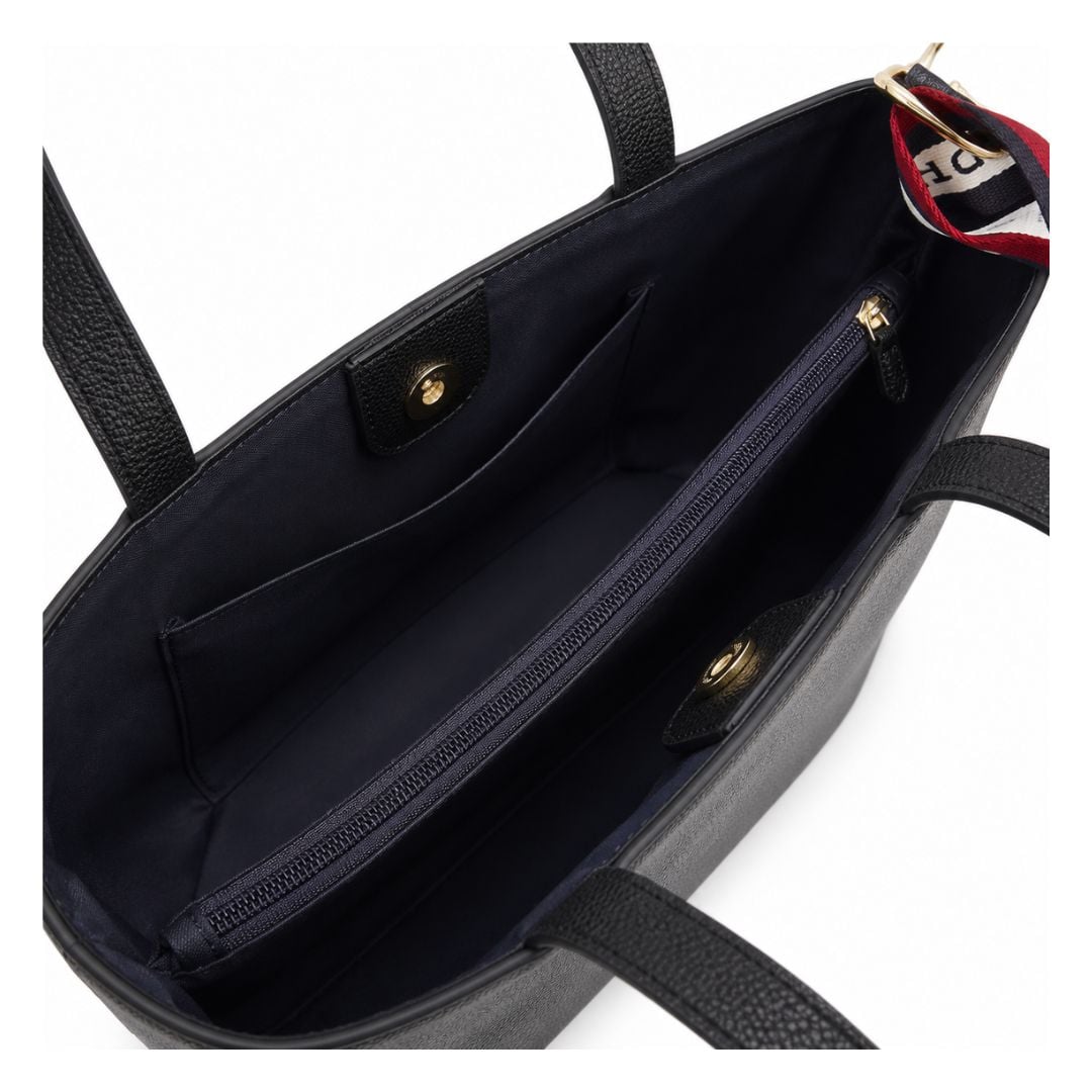 CARTERA TOMMY HILFIGER MUJER TOP HANDLE MINI TOTE NEGRO CON CORREA AJUSTABLE TRICOLOR - 3