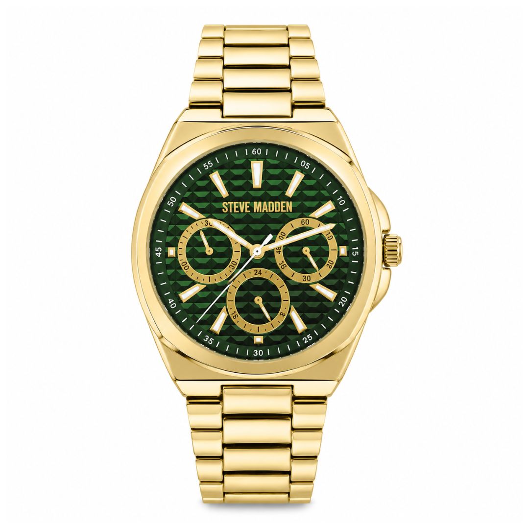 RELOJ STEVE MADDEN HOMBRE SM-922OGNG DORADO CON ESFERA VERDE ACERO INOXIDABLE ANALOGICO QUARTZ - 1
