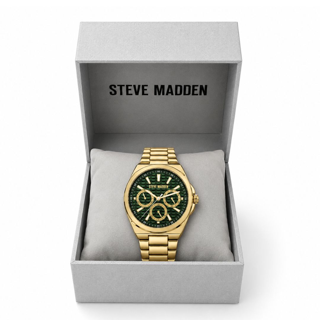 RELOJ STEVE MADDEN HOMBRE SM-922OGNG DORADO CON ESFERA VERDE ACERO INOXIDABLE ANALOGICO QUARTZ - 2