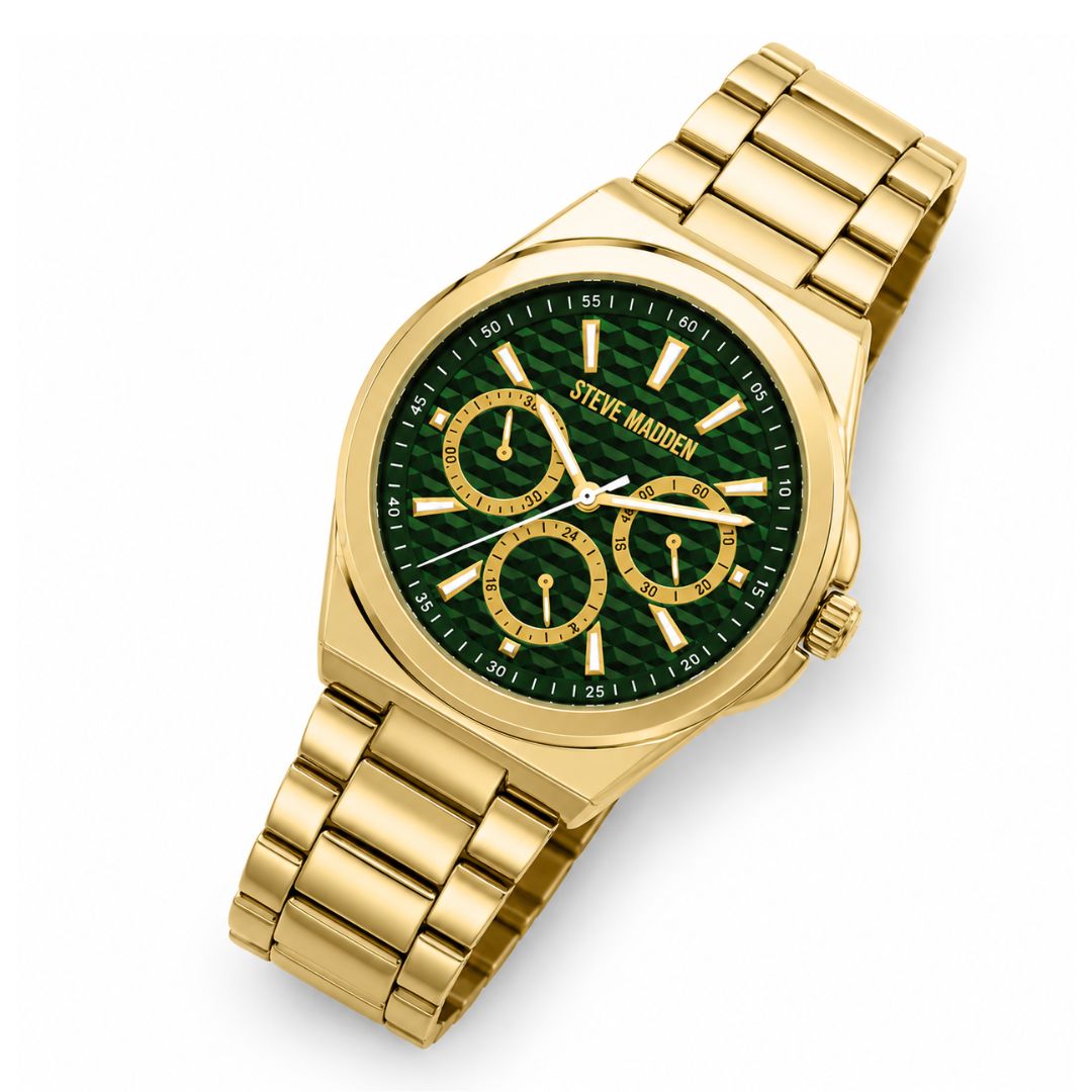 RELOJ STEVE MADDEN HOMBRE SM-922OGNG DORADO CON ESFERA VERDE ACERO INOXIDABLE ANALOGICO QUARTZ - 3