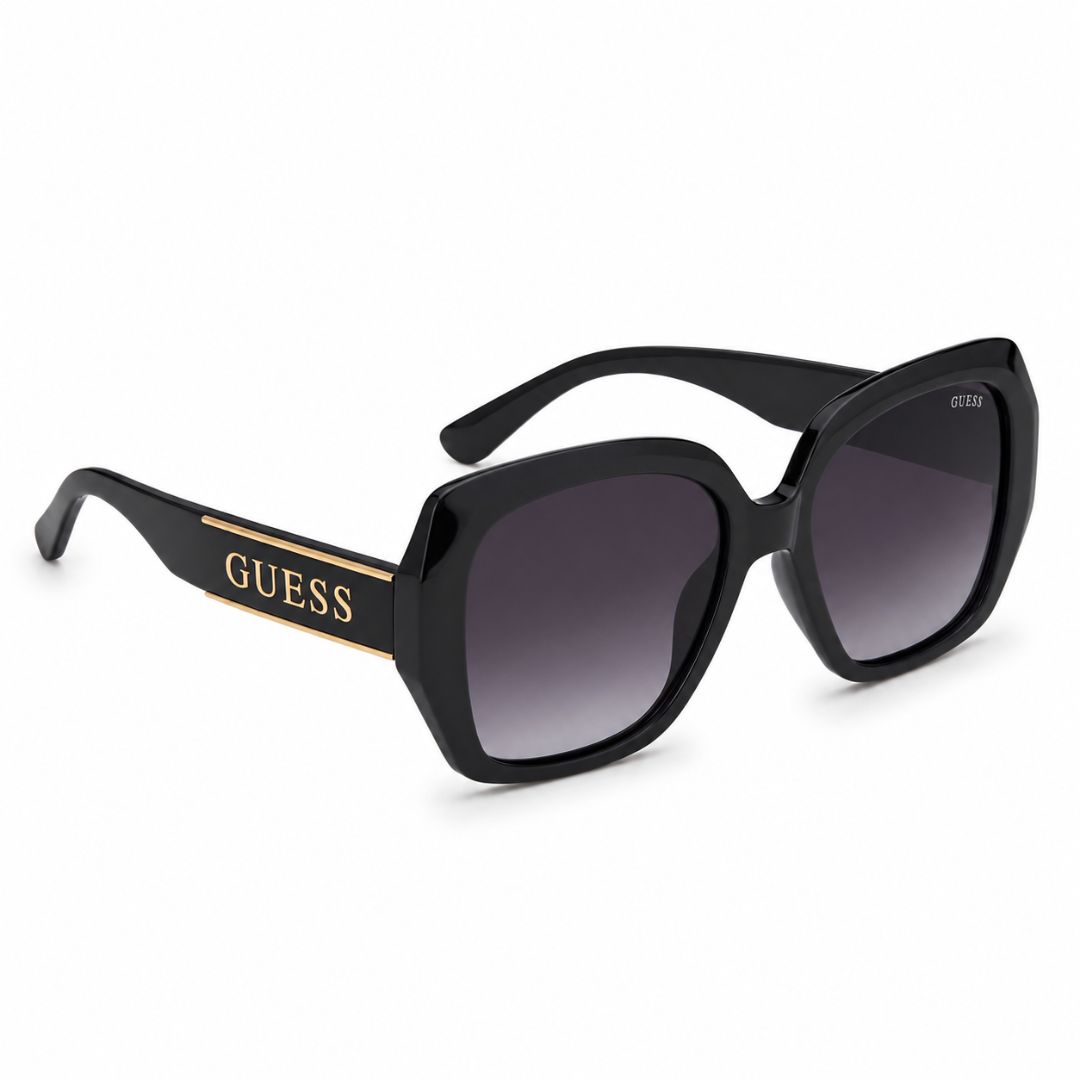 LENTES DE SOL GUESS MUJER OVERSIZE LOGO NEGRO DORADO PROTECCIÓN UV CON ESTUCHE - 4