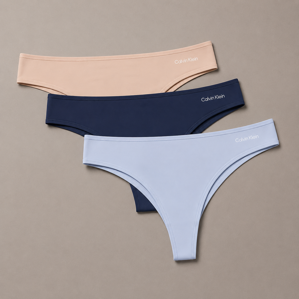 CALZONES CALVIN KLEIN MUJER MICROFIBRA STRECH SIN COSTURAS SET 3 UNIDADES - 1