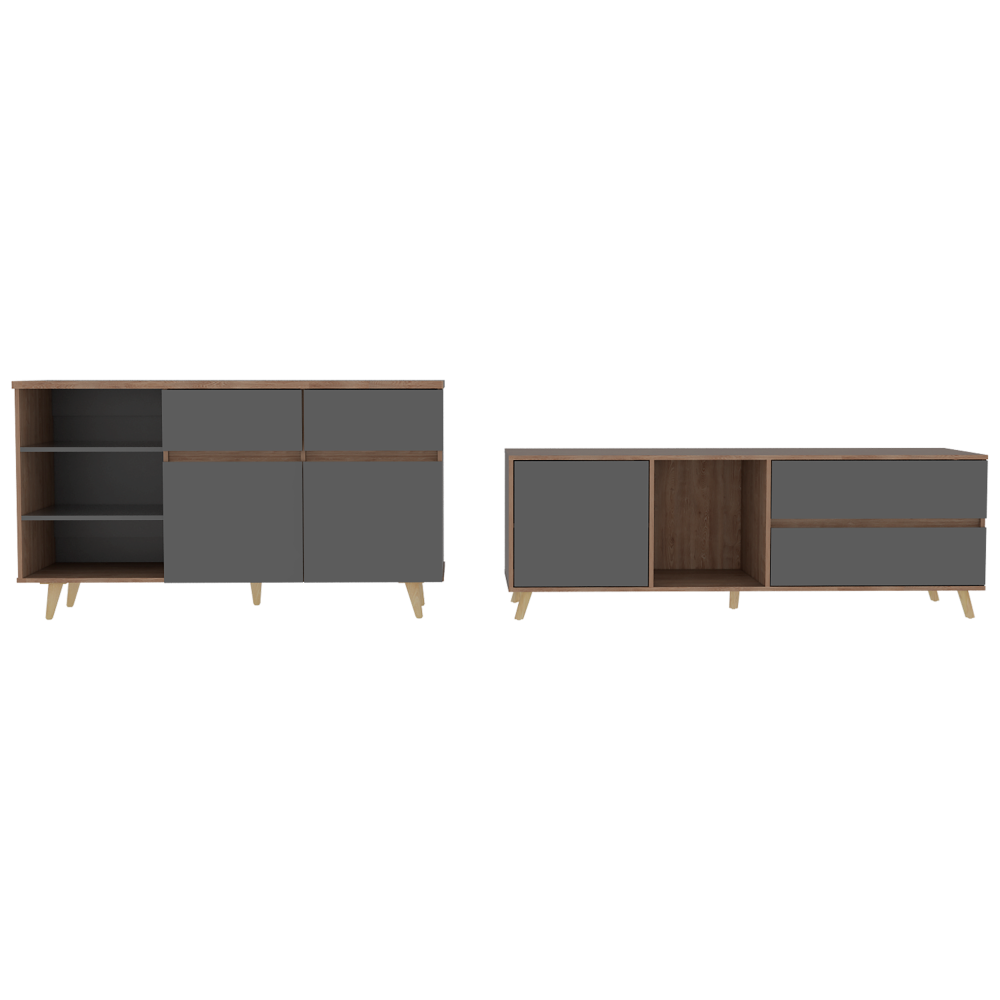 SET TUHOME SALEM RACK TV60 + BIFE MIEL PLOMO - 2