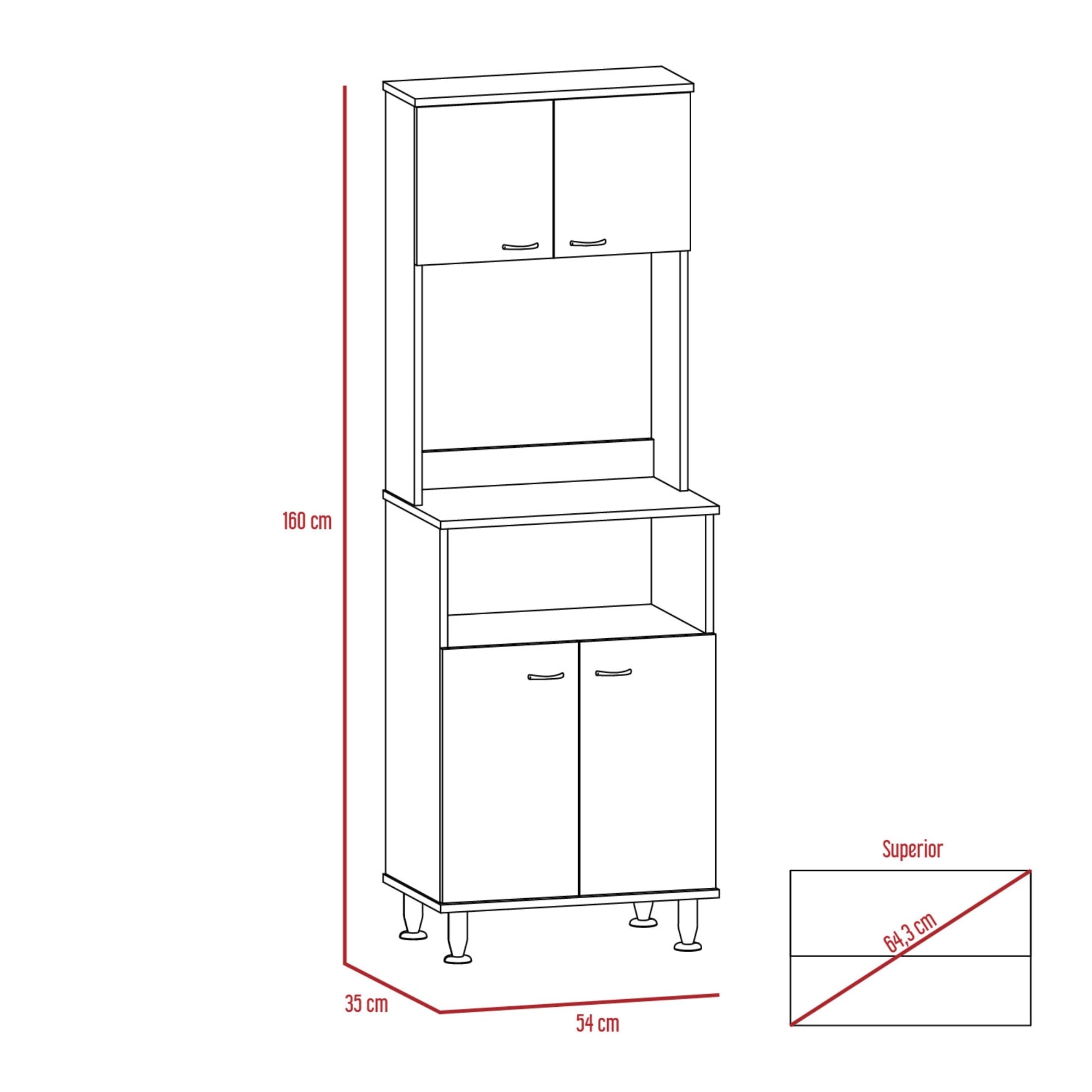 MUEBLE MICROONDAS TUHOME KITCHEN + OPTIMIZADOR BLANCO - 5