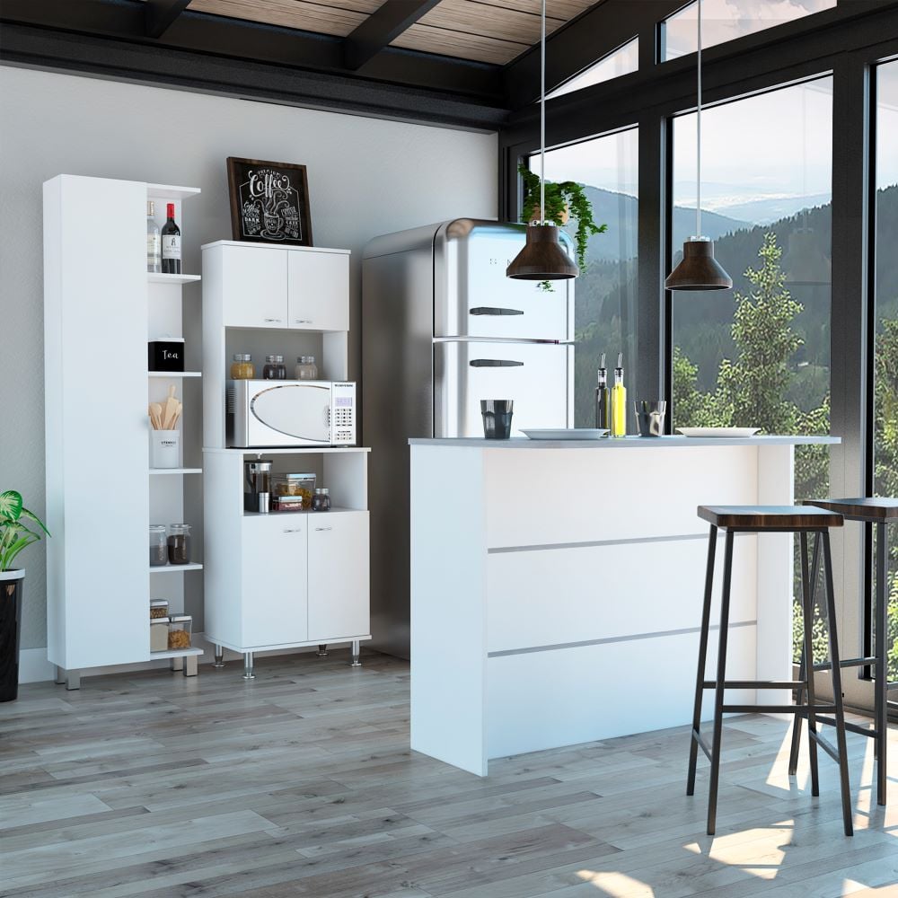 MUEBLE COCINA TUHOME KITCHEN 54 + BARRA DE COCINA + OPTIMIZADOR BLANCO - 1