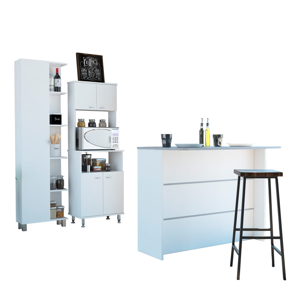 MUEBLE COCINA TUHOME KITCHEN 54 + BARRA DE COCINA + OPTIMIZADOR BLANCO - 2