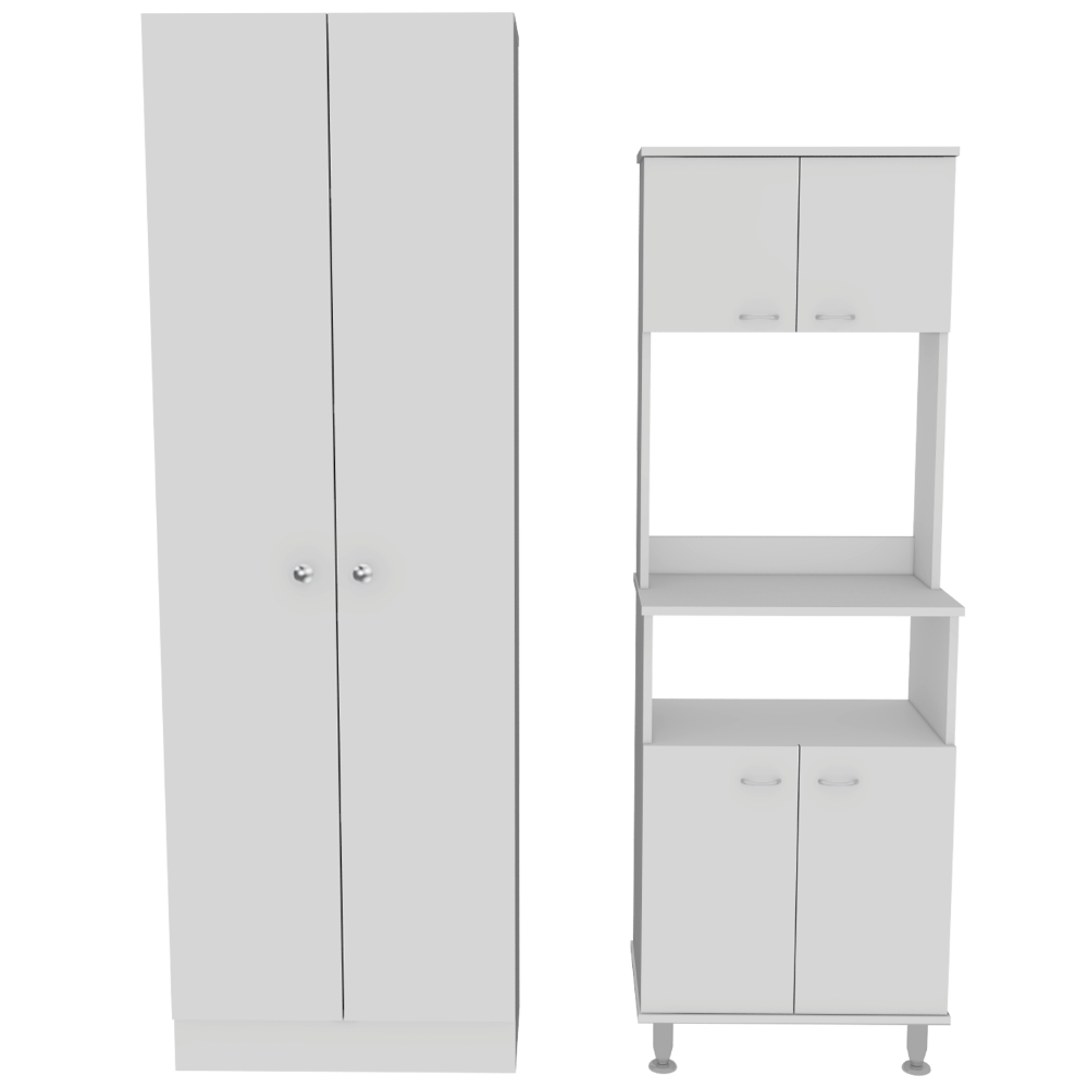 COMBO DESPENSA DE COCINA 2 PUERTAS + MUEBLE MICROONDAS 4 PUERTAS BLANCO - 2