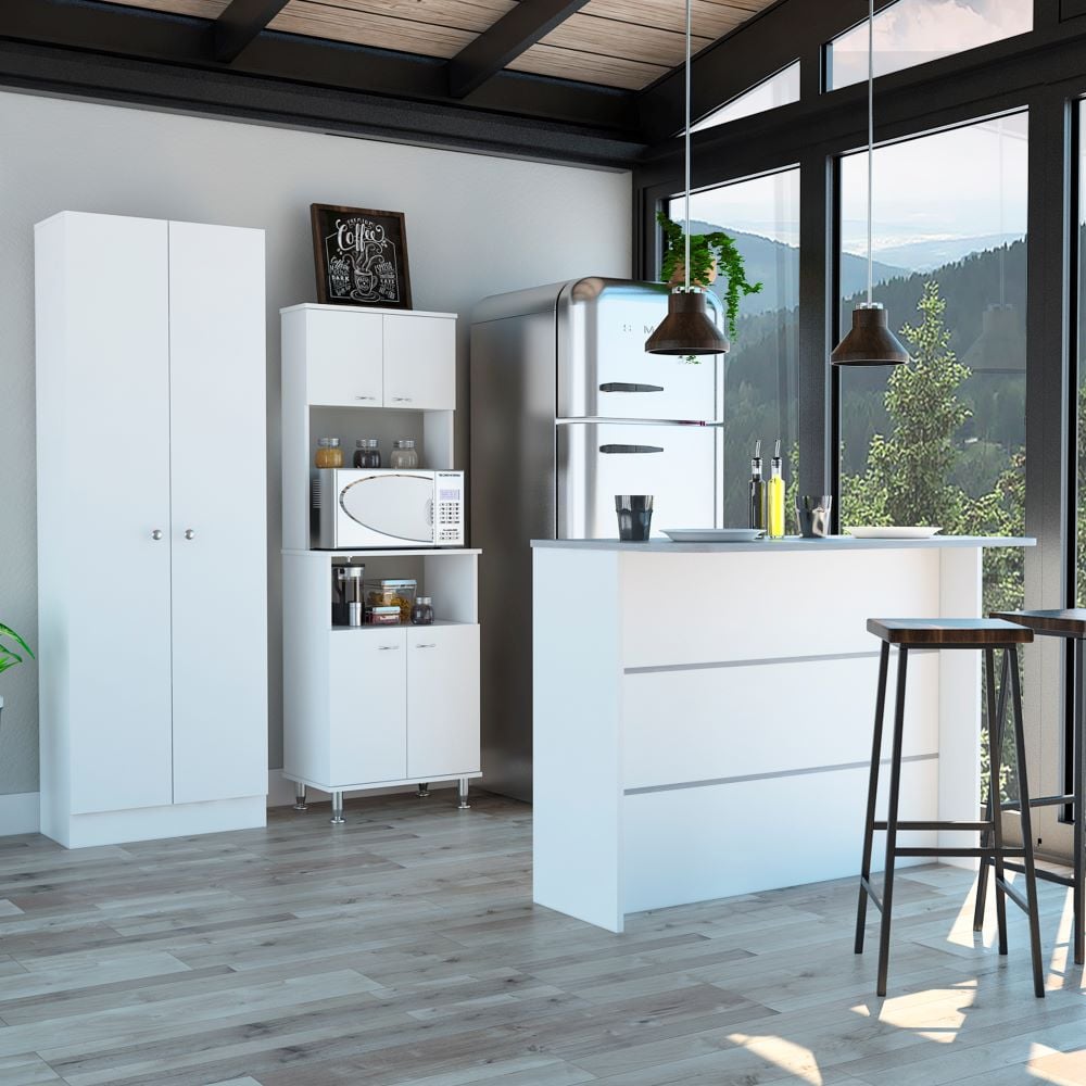 MUEBLE COCINA TUHOME KITCHEN 54 + BARRA DE COCINA + OPTIMIZADOR BLANCO - 1