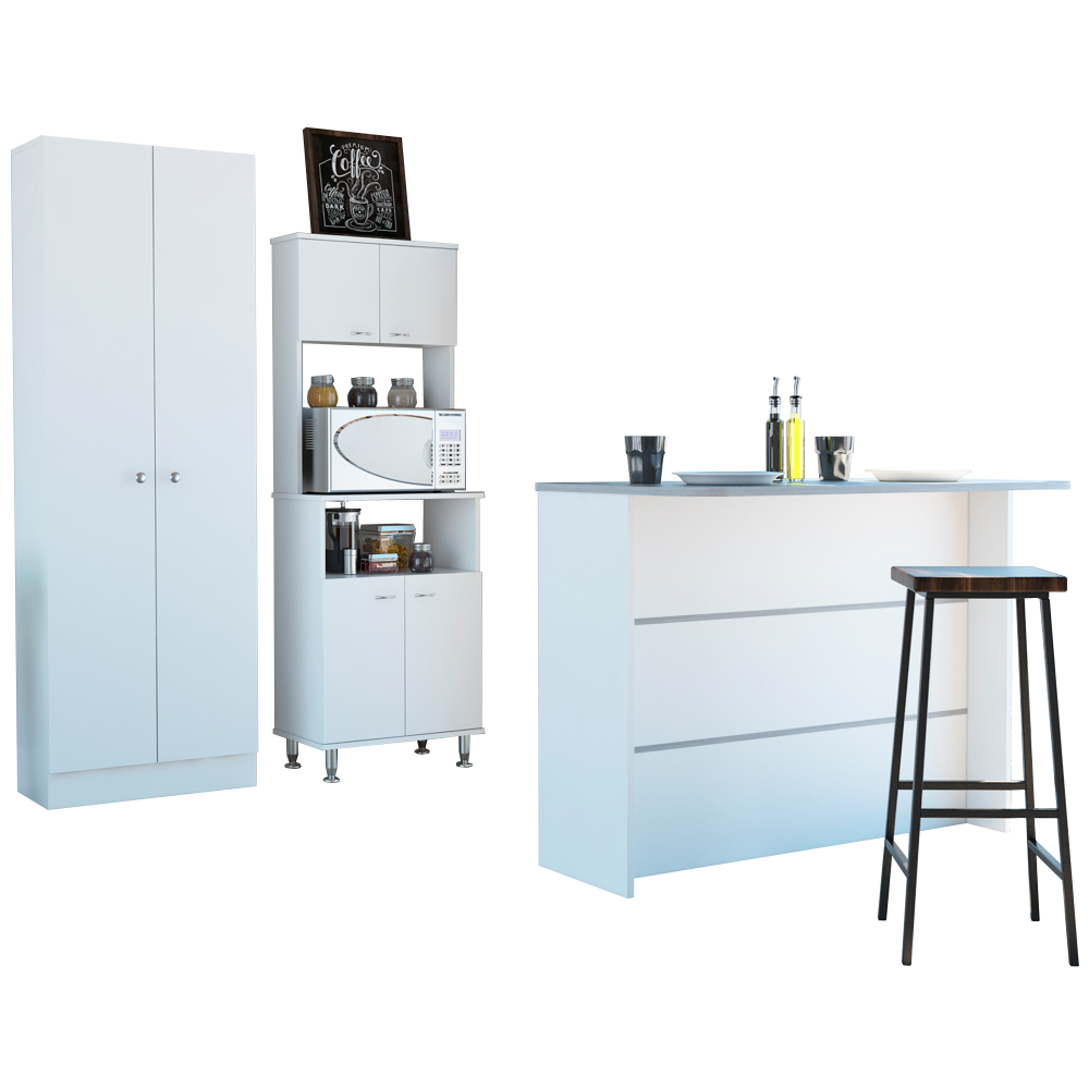 MUEBLE COCINA TUHOME KITCHEN 54 + BARRA DE COCINA + OPTIMIZADOR BLANCO - 2