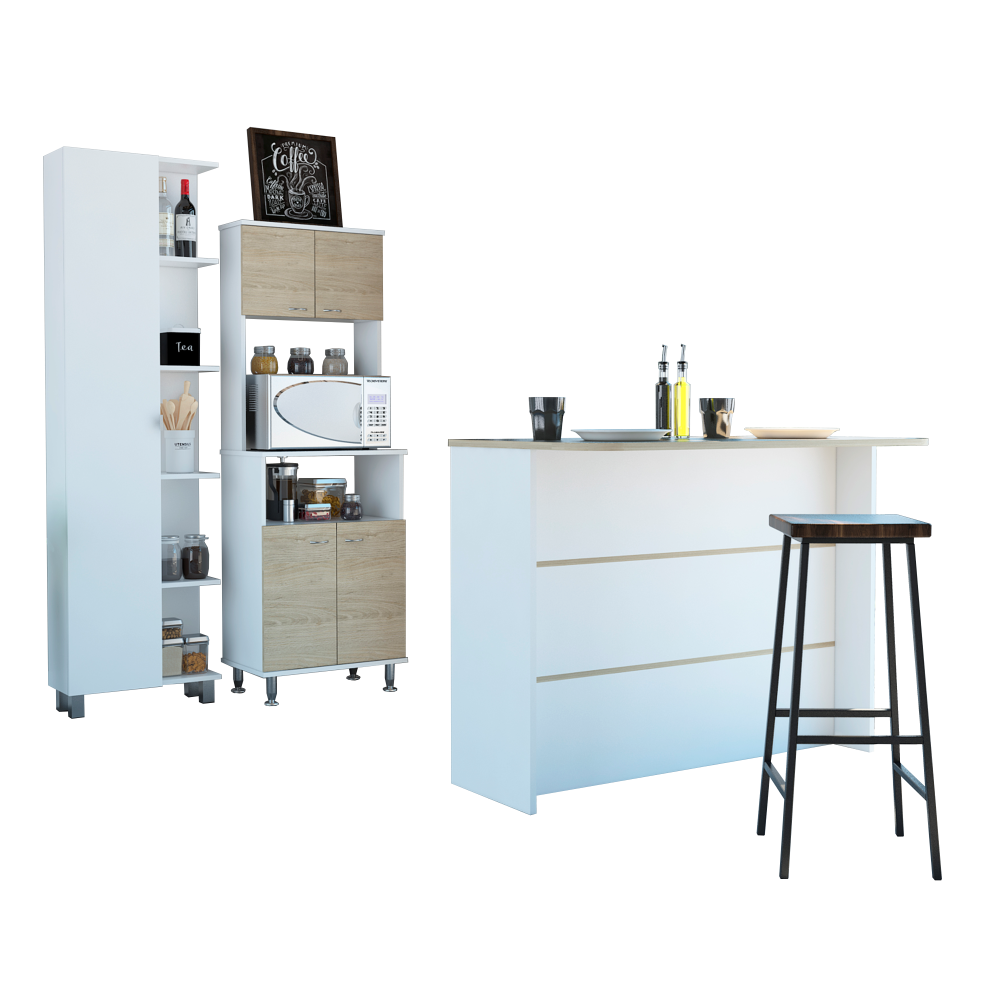 MUEBLE COCINA TUHOME KITCHEN 54 + BARRA DE COCINA + OPTIMIZADOR ROVERE / BLANCO - 2