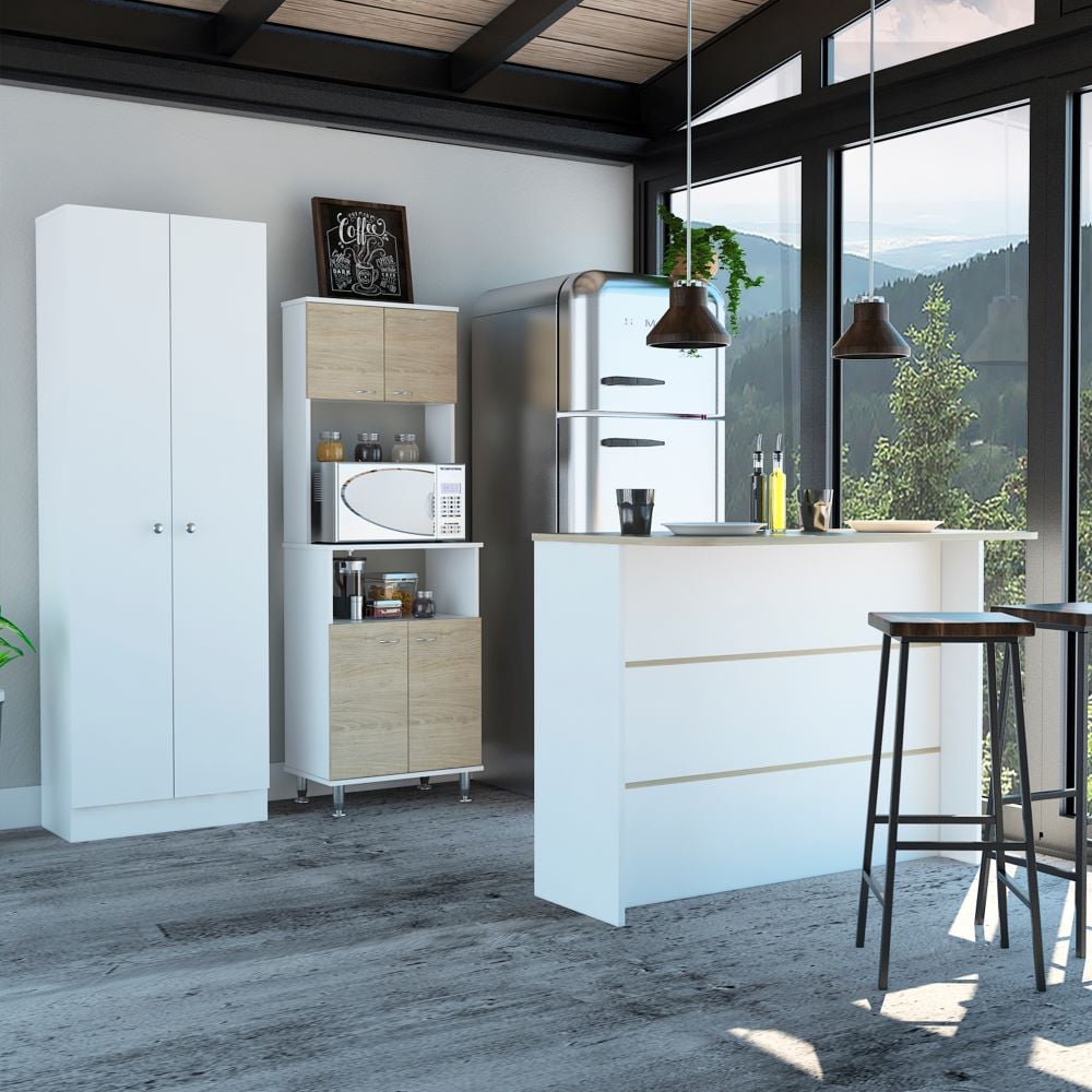 MUEBLE COCINA TUHOME KITCHEN 54 + BARRA DE COCINA + OPTIMIZADOR ROVERE / BLANCO - 1