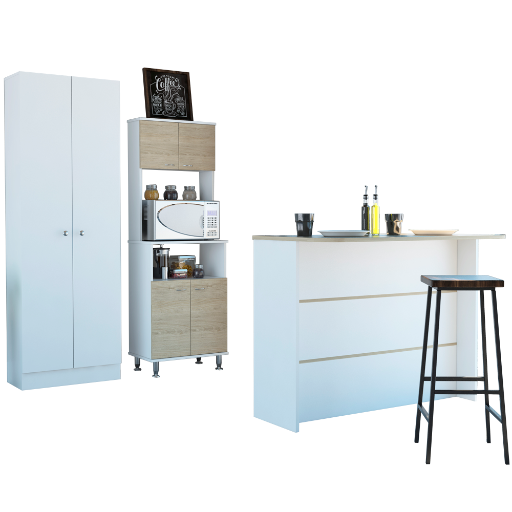 MUEBLE COCINA TUHOME KITCHEN 54 + BARRA DE COCINA + OPTIMIZADOR ROVERE / BLANCO - 2