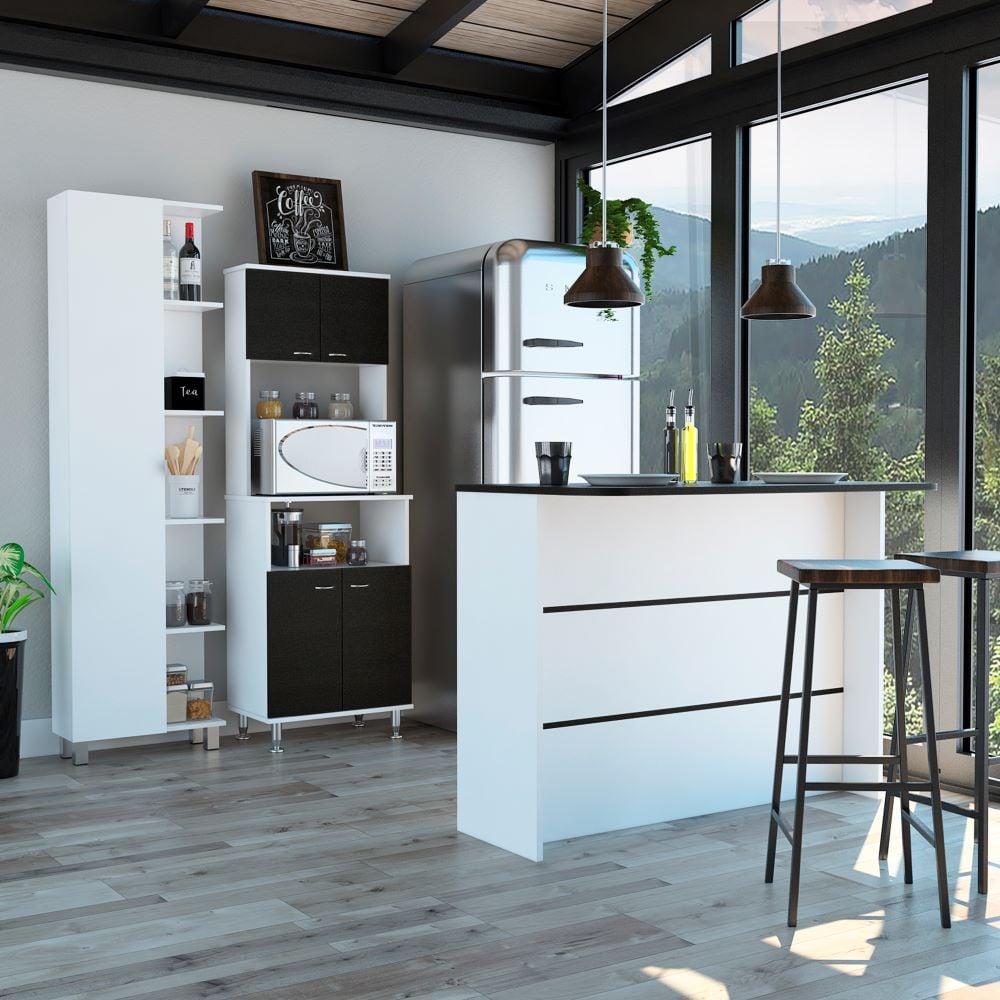TUHOME MUEBLE COCINA 54 + BARRA DE COCINA + OPTIMIZADOR - WENGUE / BLANCO - 1