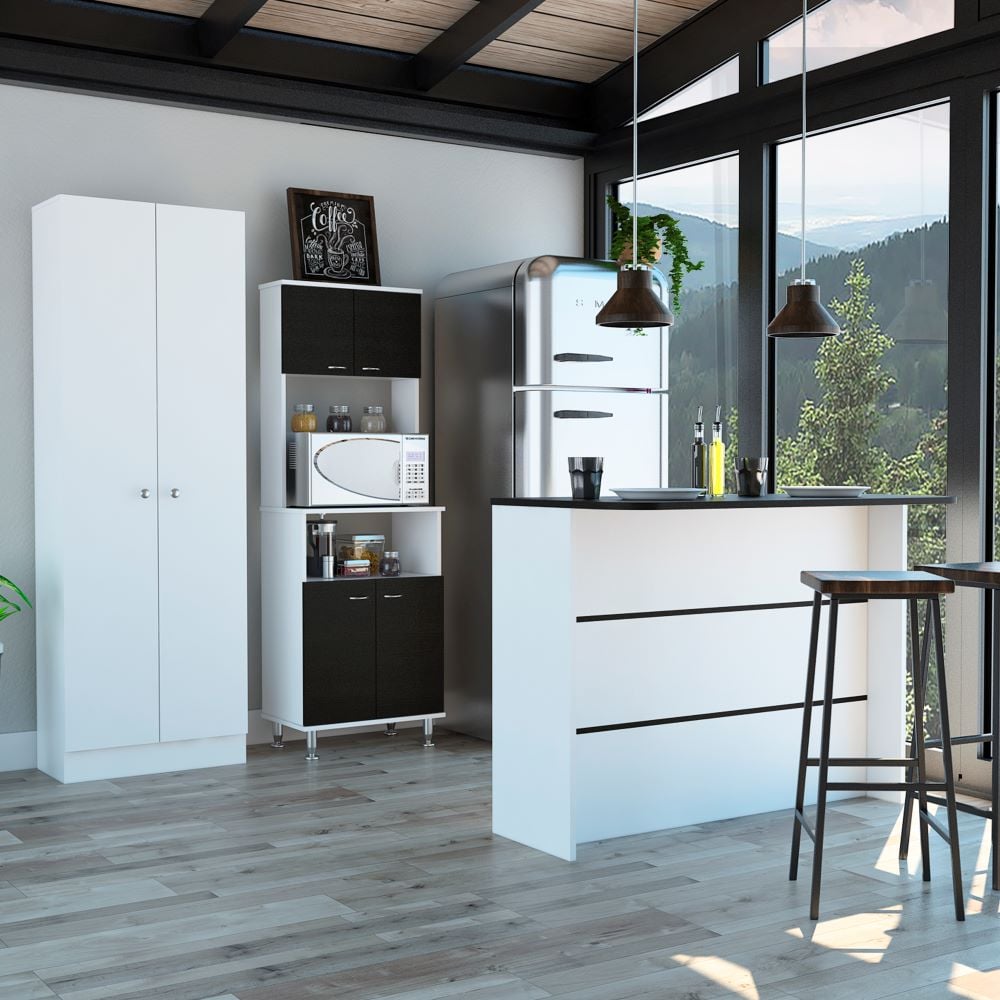 MUEBLE COCINA TUHOME KITCHEN 54 + BARRA DE COCINA + OPTIMIZADOR WENGUE / BLANCO - 1