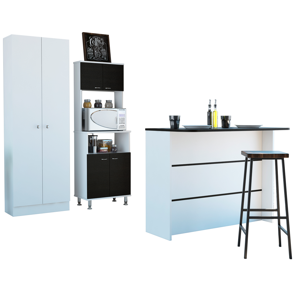MUEBLE COCINA TUHOME KITCHEN 54 + BARRA DE COCINA + OPTIMIZADOR WENGUE / BLANCO - 2