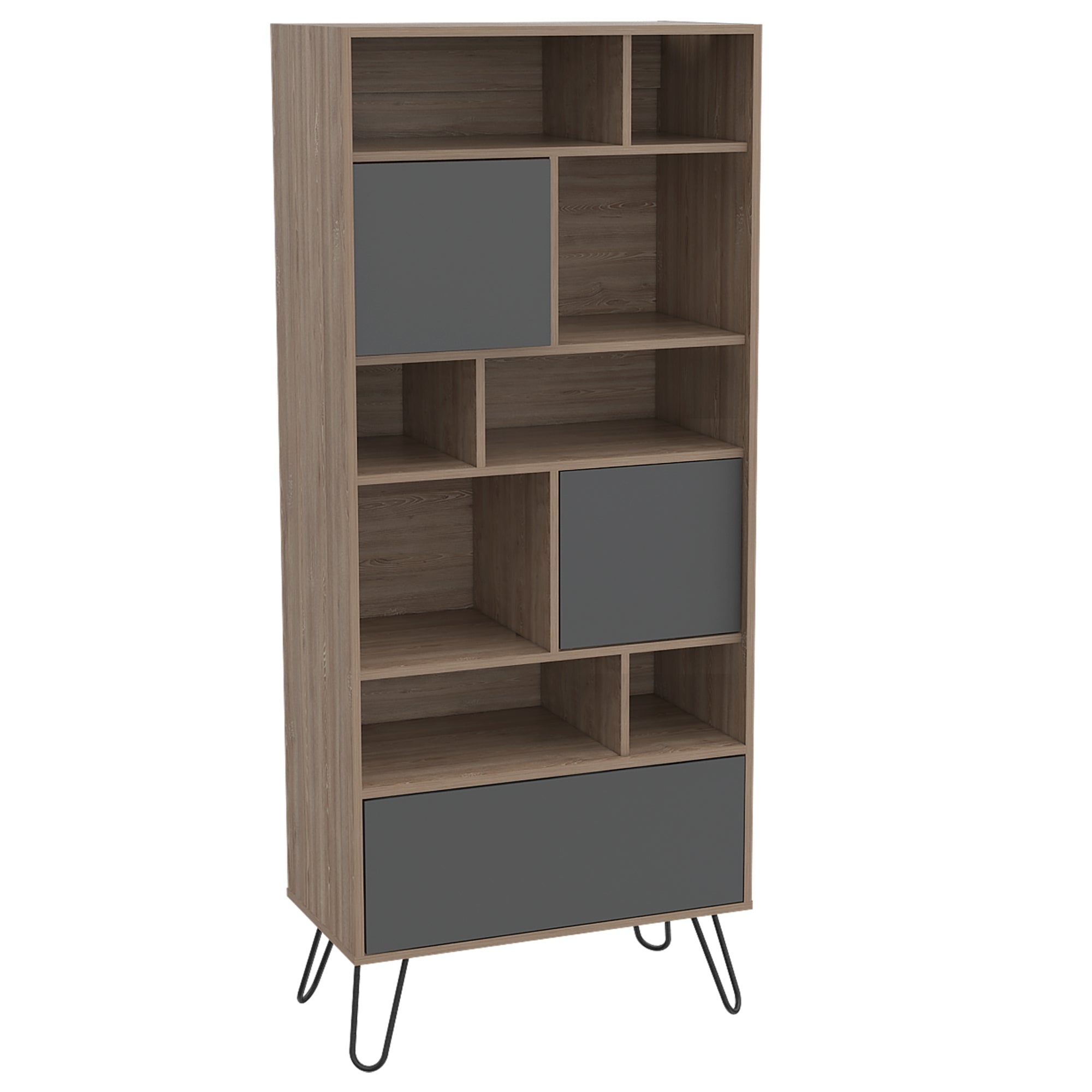 SET TUHOME VASSEL RACK TV55 + BIBLIOTECA MIEL PLOMO - 4