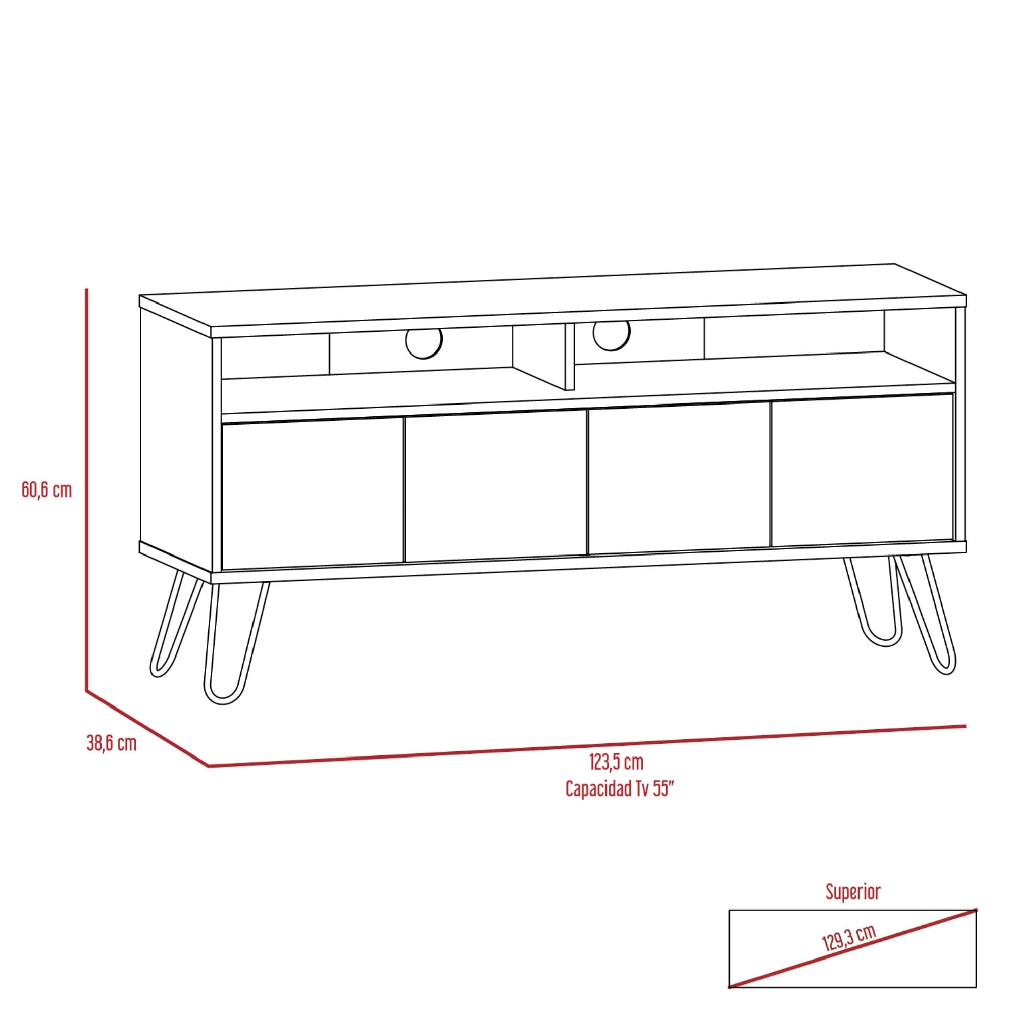 SET TUHOME VASSEL RACK TV55 + BIBLIOTECA MIEL PLOMO - 5